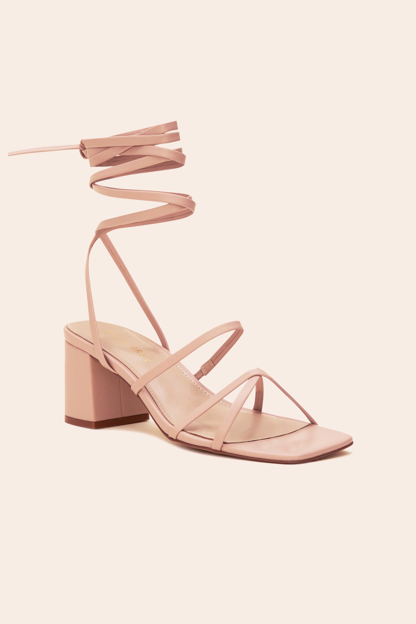 Rocky chunky heel in nude blush by Birdy Grey