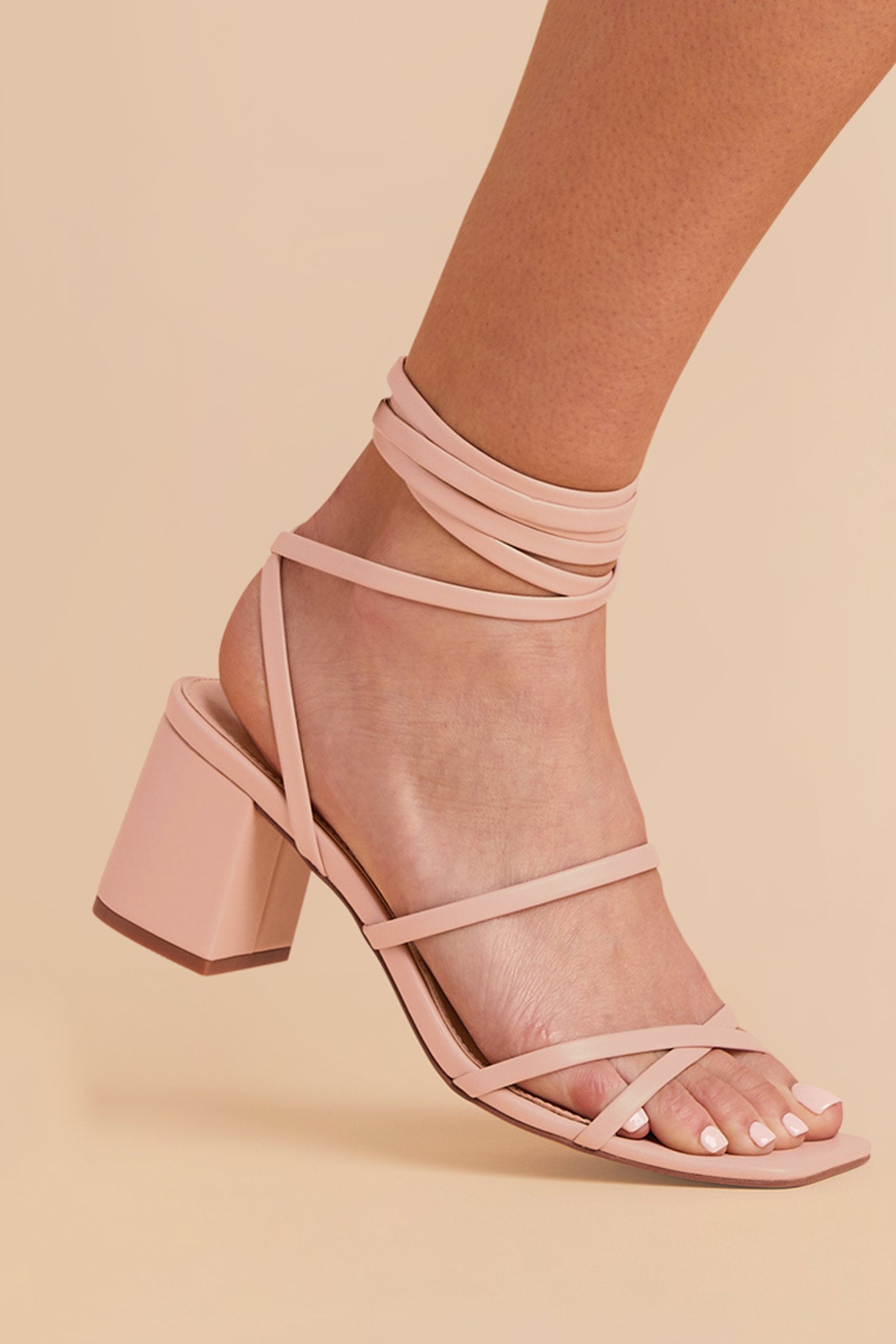 Rocky chunky heel in nude blush by Birdy Grey