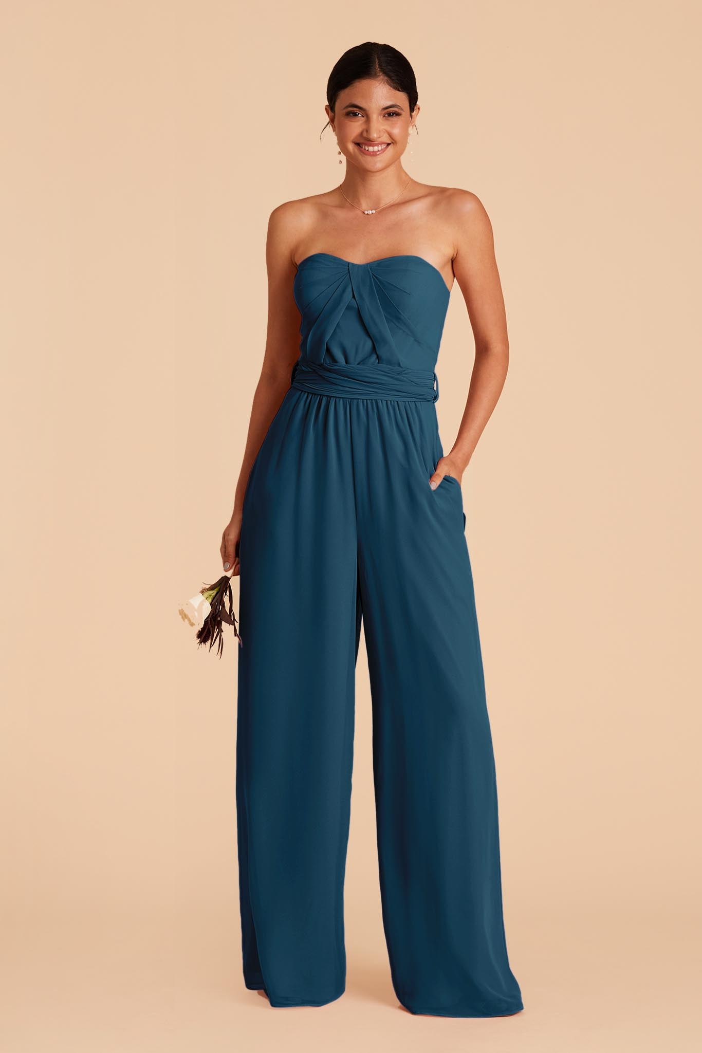 Gigi Convertible Ocean Blue Bridesmaid Jumpsuit Birdy Grey