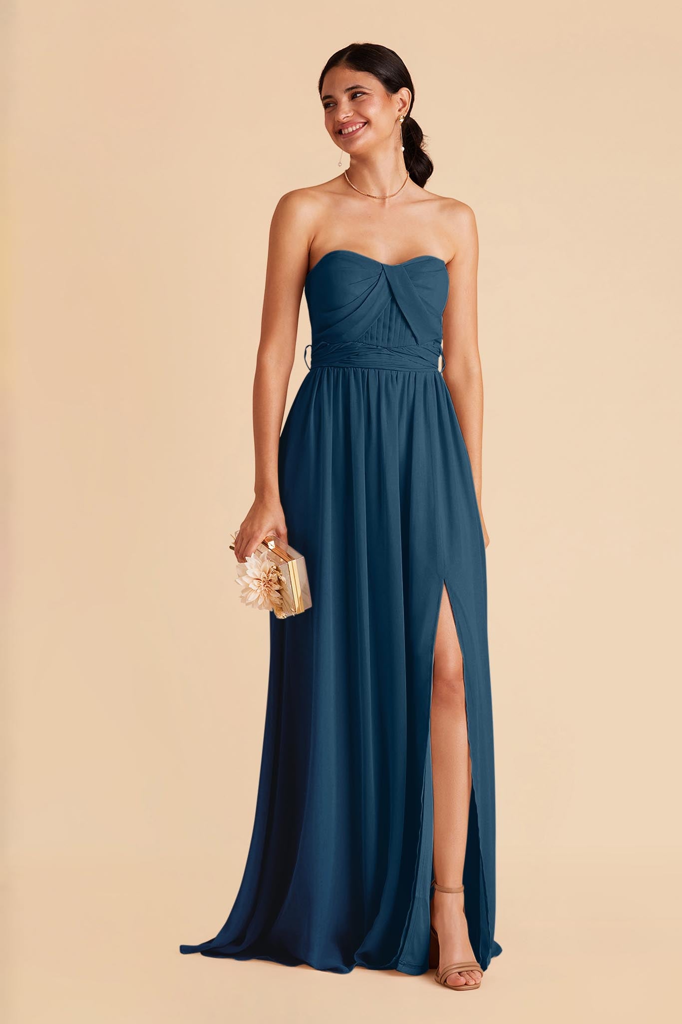 Convertible Bridesmaid Dress Stretchable Woven Dress Pleated Prom Dress  Multiway Dress 20860-Blue - Blue / US2