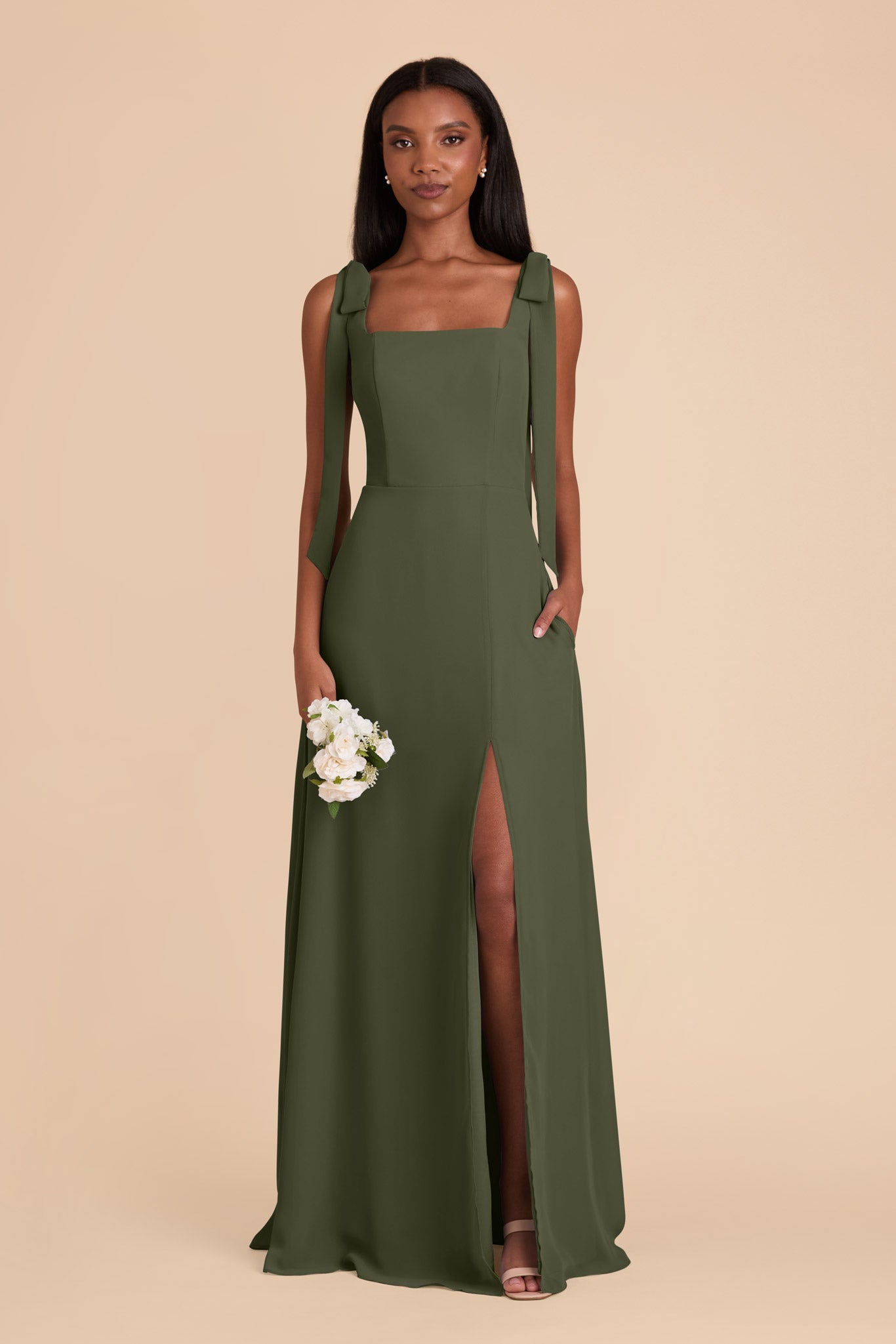 Olive Alex Convertible Chiffon Dress by Birdy Grey