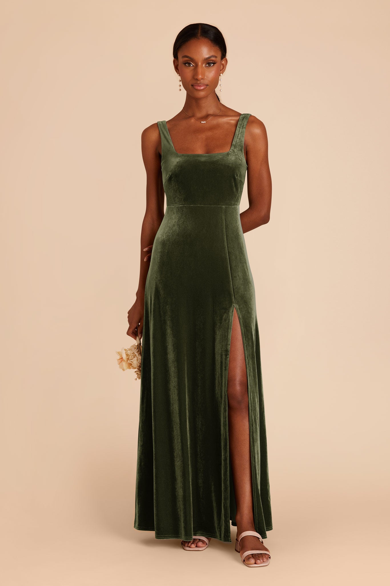 Olive Alex Velvet Dress by Birdy Grey