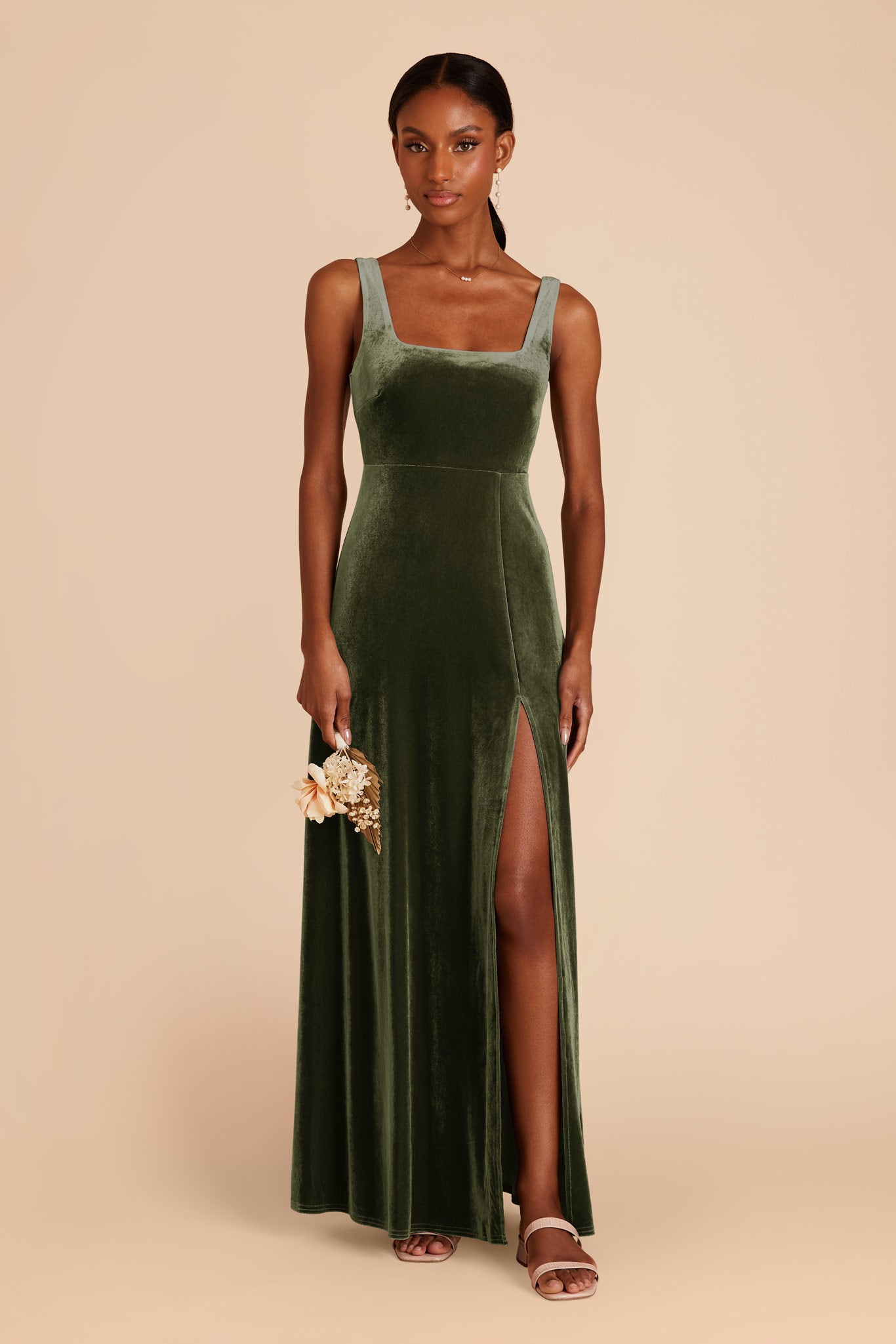 Olive Alex Velvet Dress by Birdy Grey