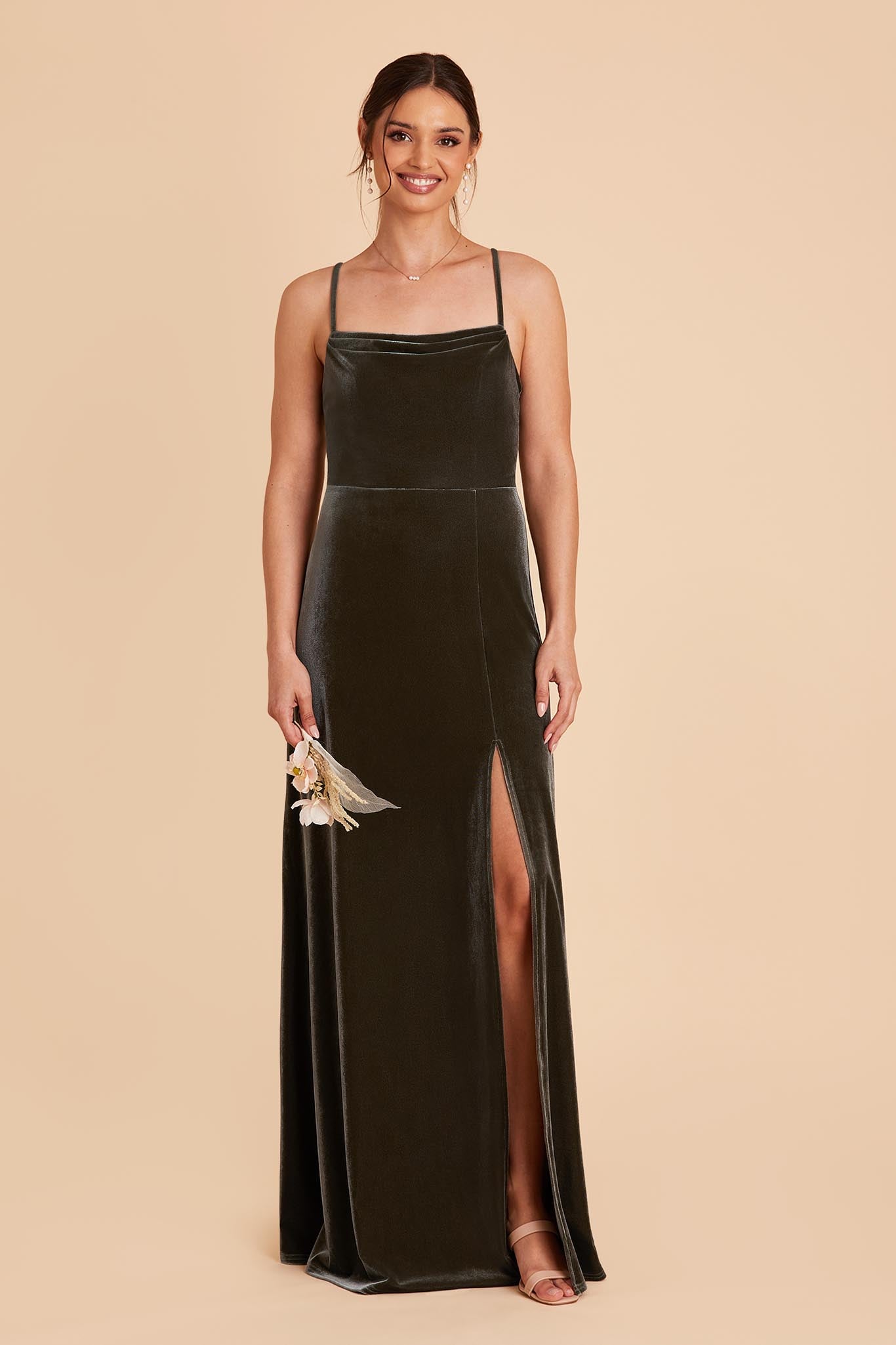 Ash Dress Olive Velvet Bridesmaid Dress Birdy Grey