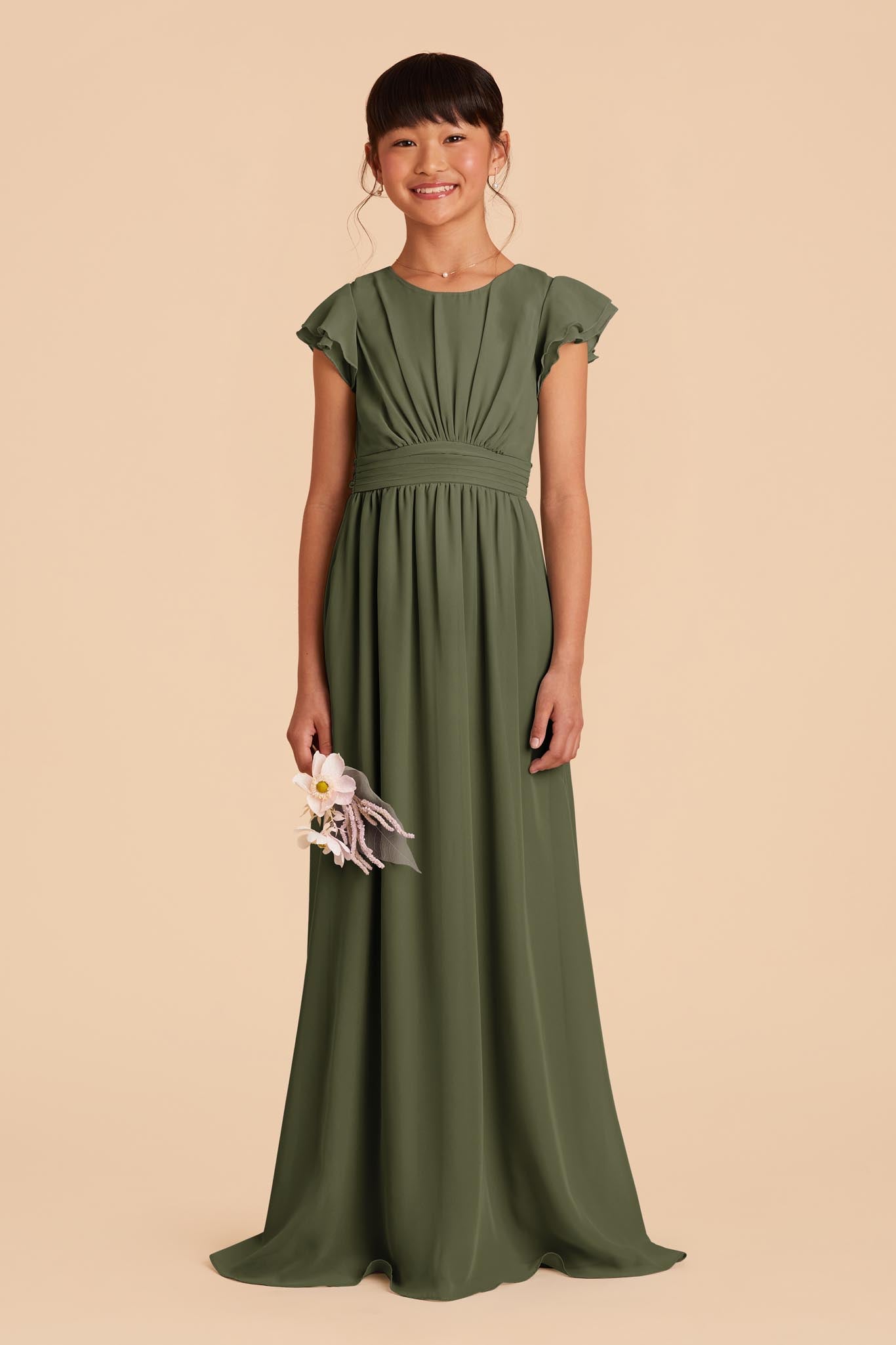 Olive Green Formal Dress for Juniors