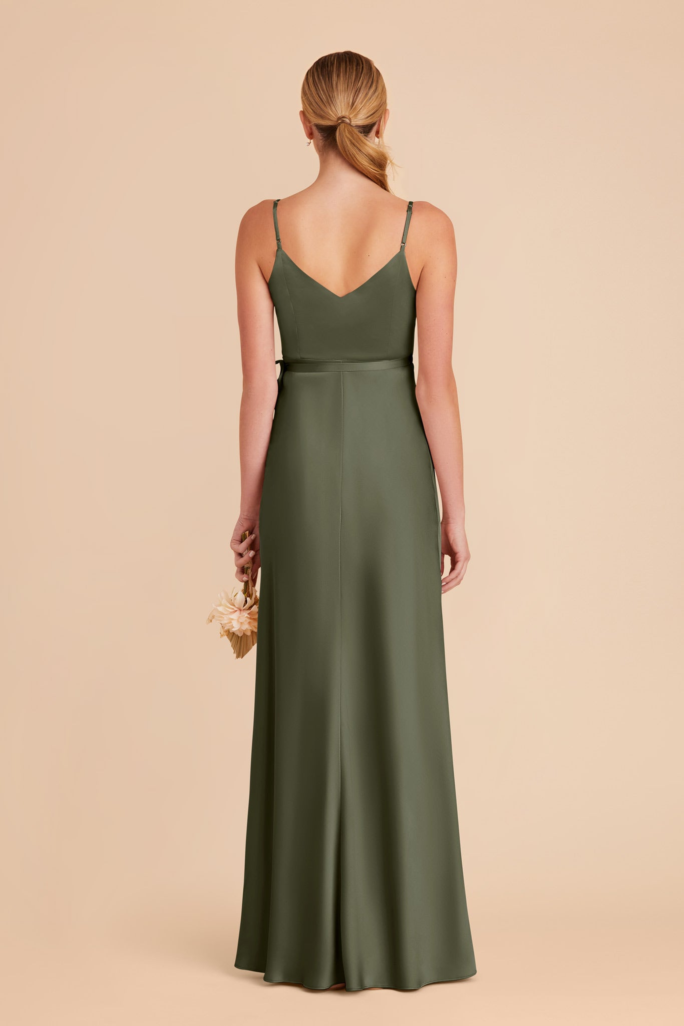 Olive Cindy Matte Satin Dress by Birdy Grey