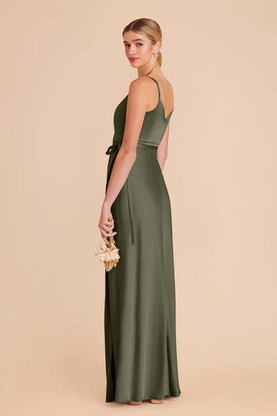 Olive Cindy Matte Satin Dress by Birdy Grey