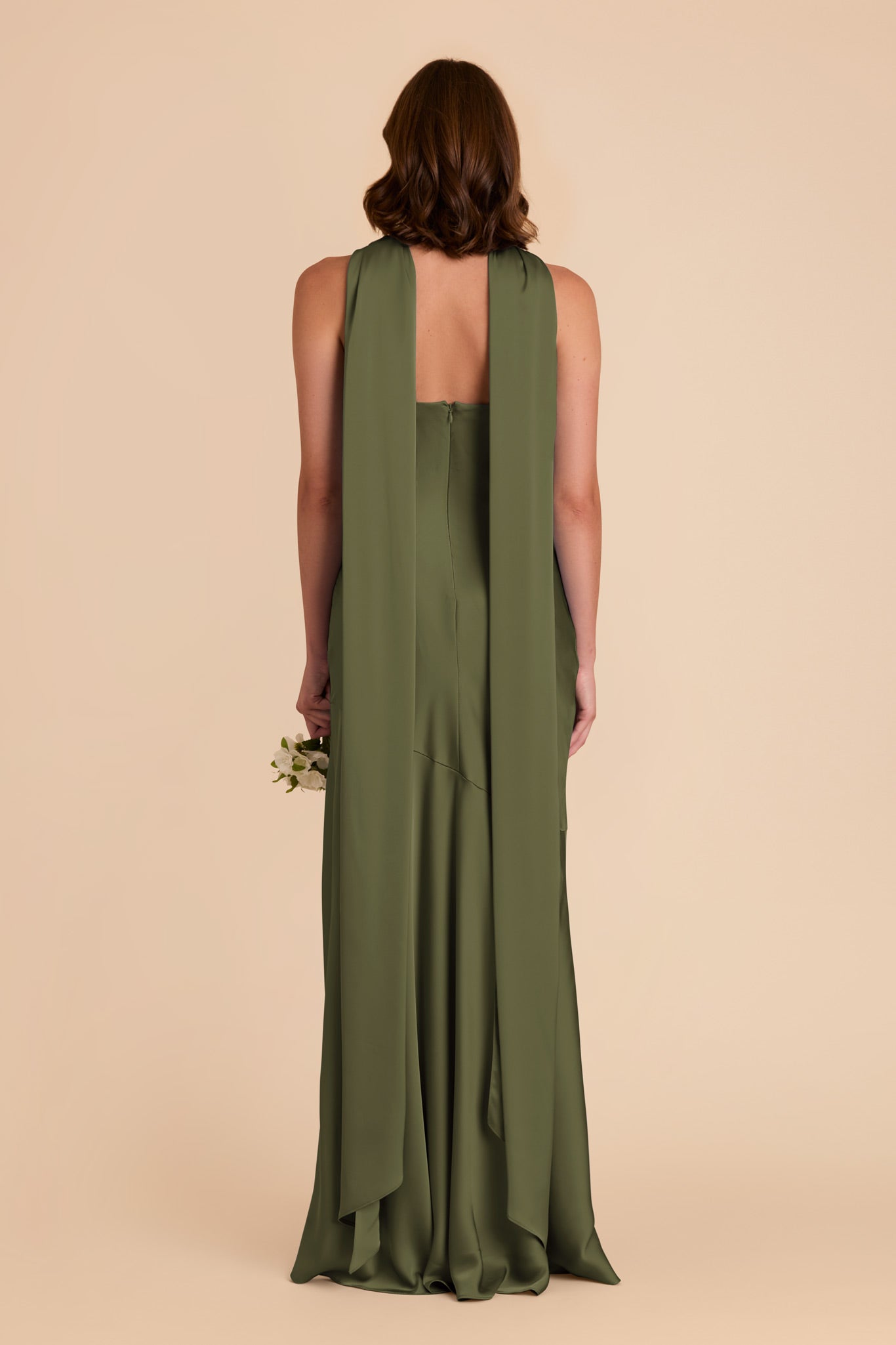 Olive Eileen Matte Satin Dress by Birdy Grey