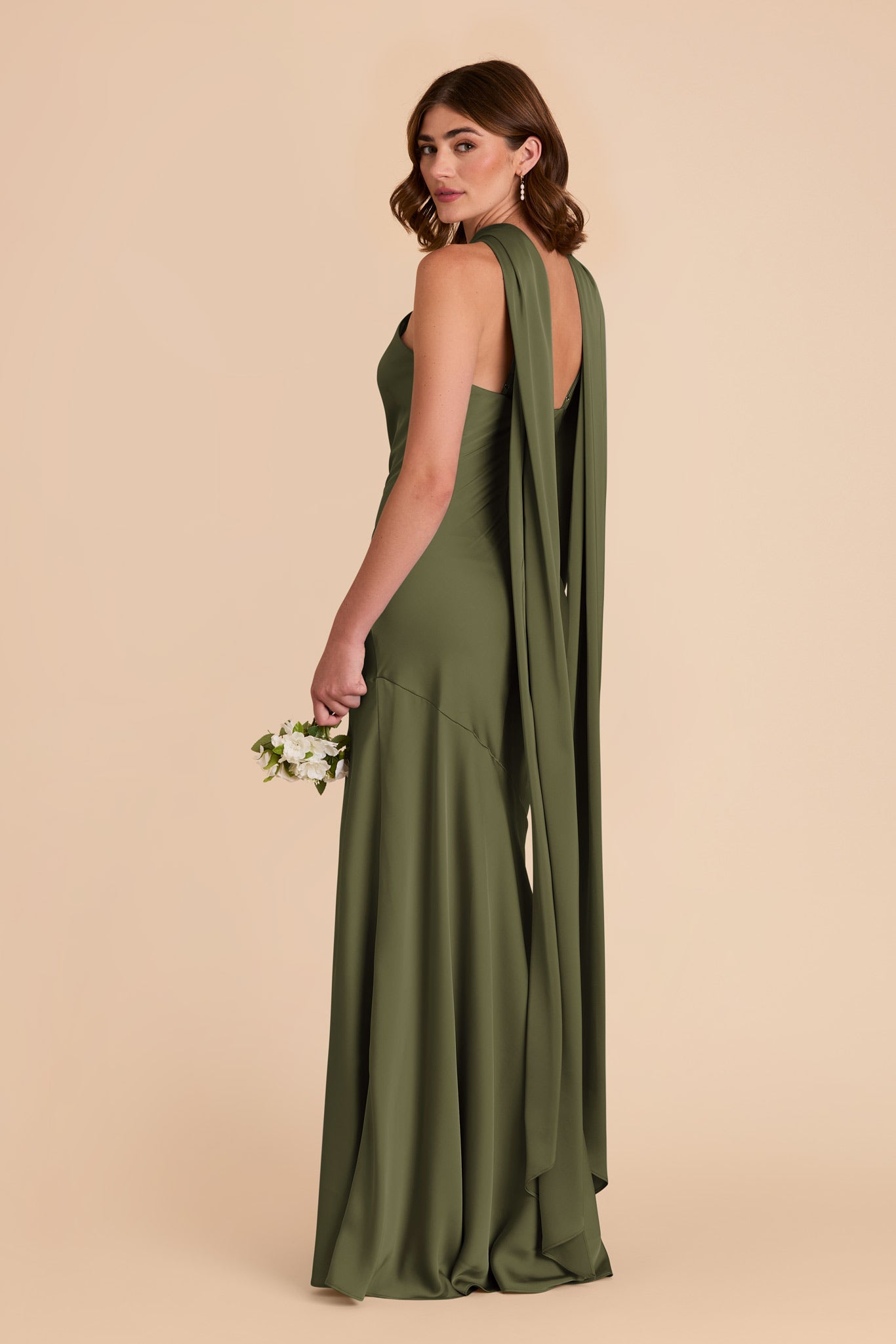 Olive Eileen Matte Satin Dress by Birdy Grey