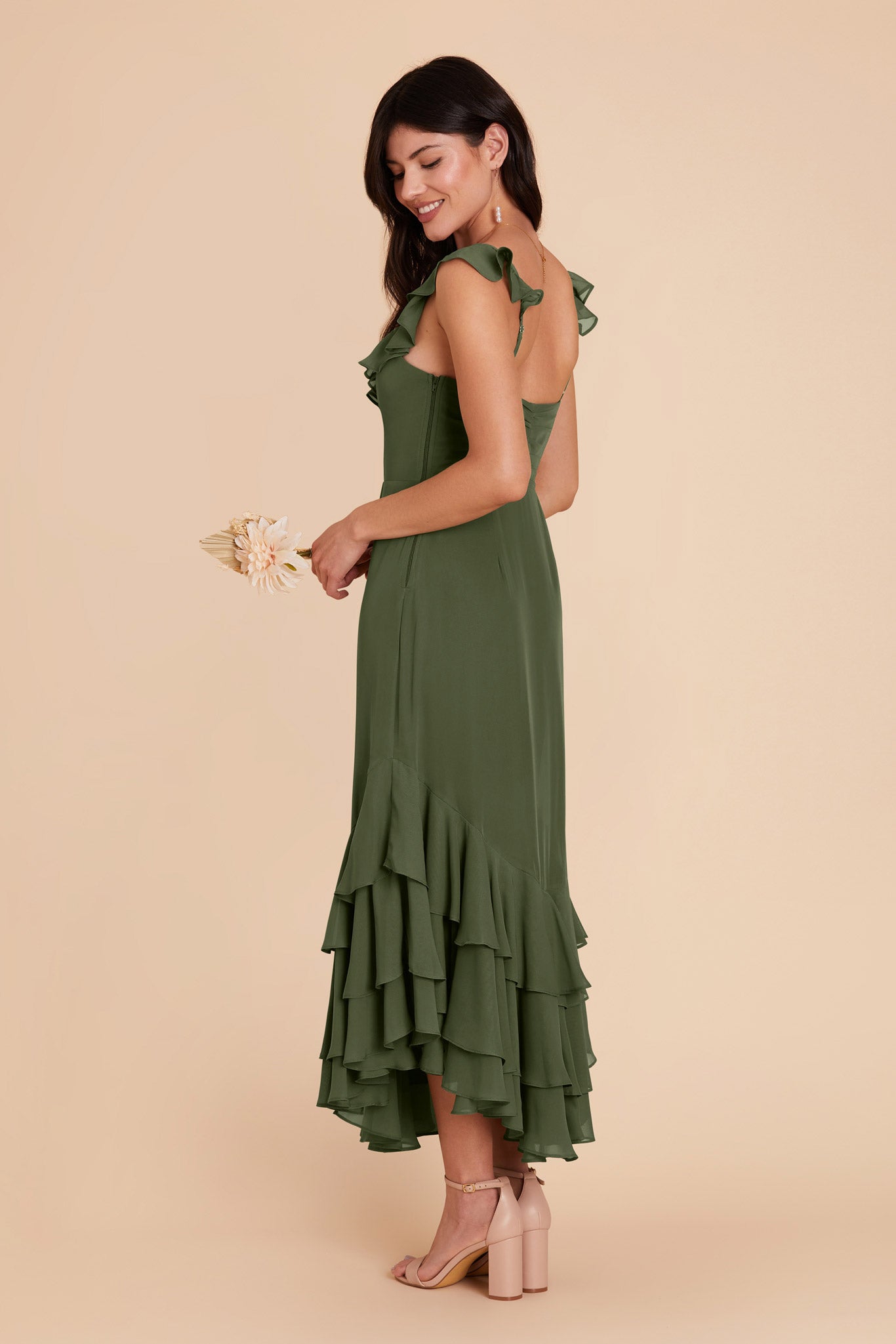 Olive Ginny Chiffon Dress by Birdy Grey