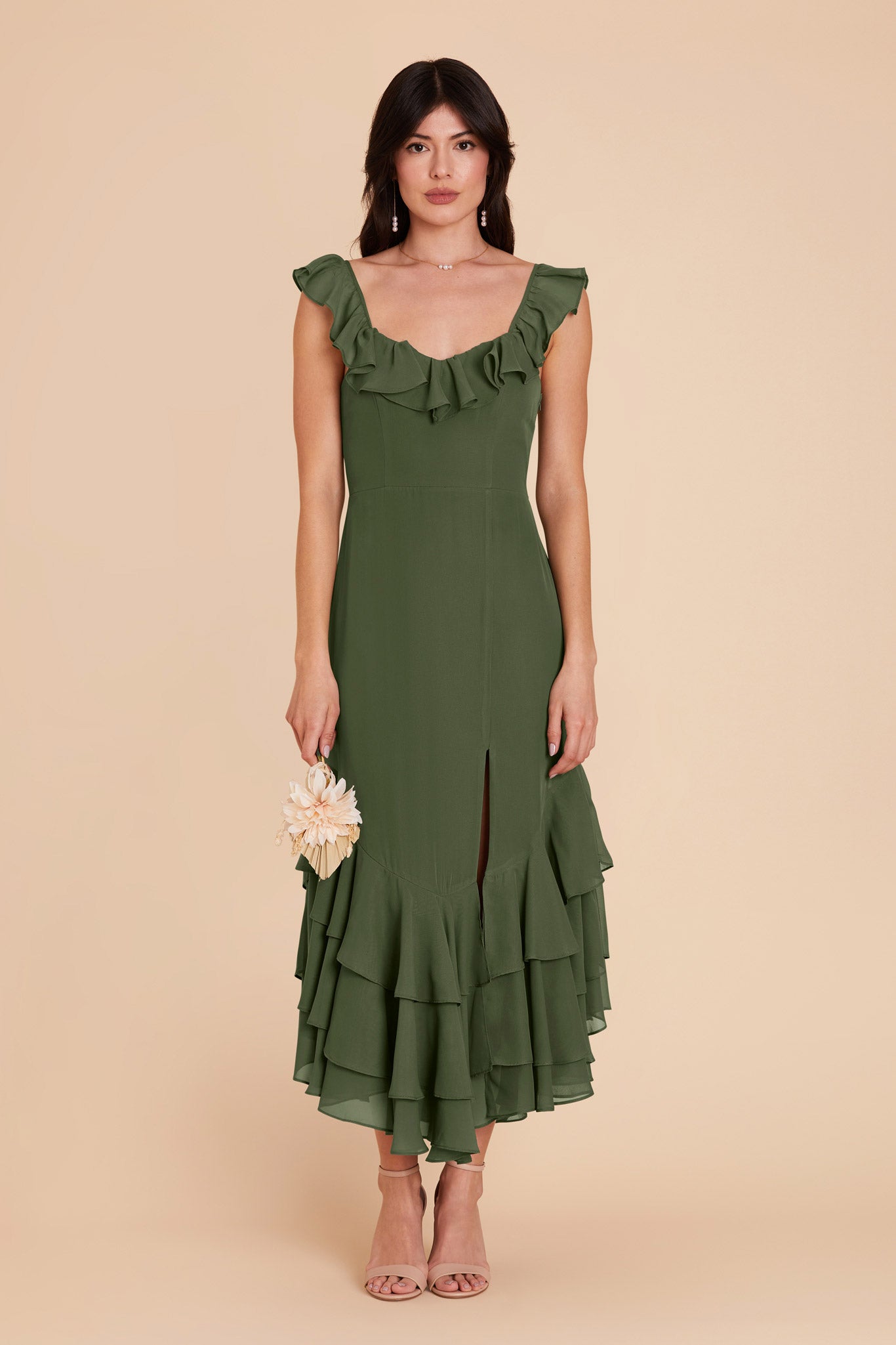 Olive Ginny Chiffon Dress by Birdy Grey