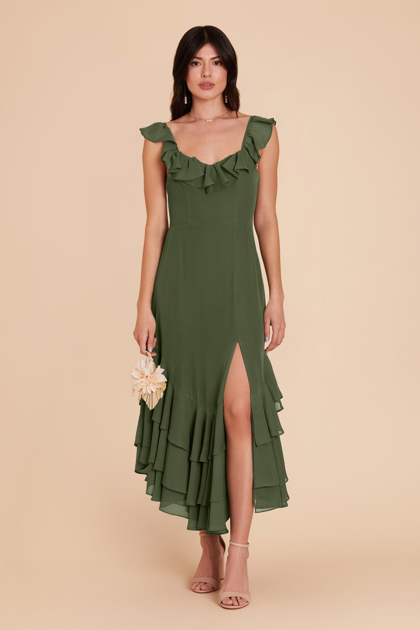 Olive Ginny Chiffon Dress by Birdy Grey