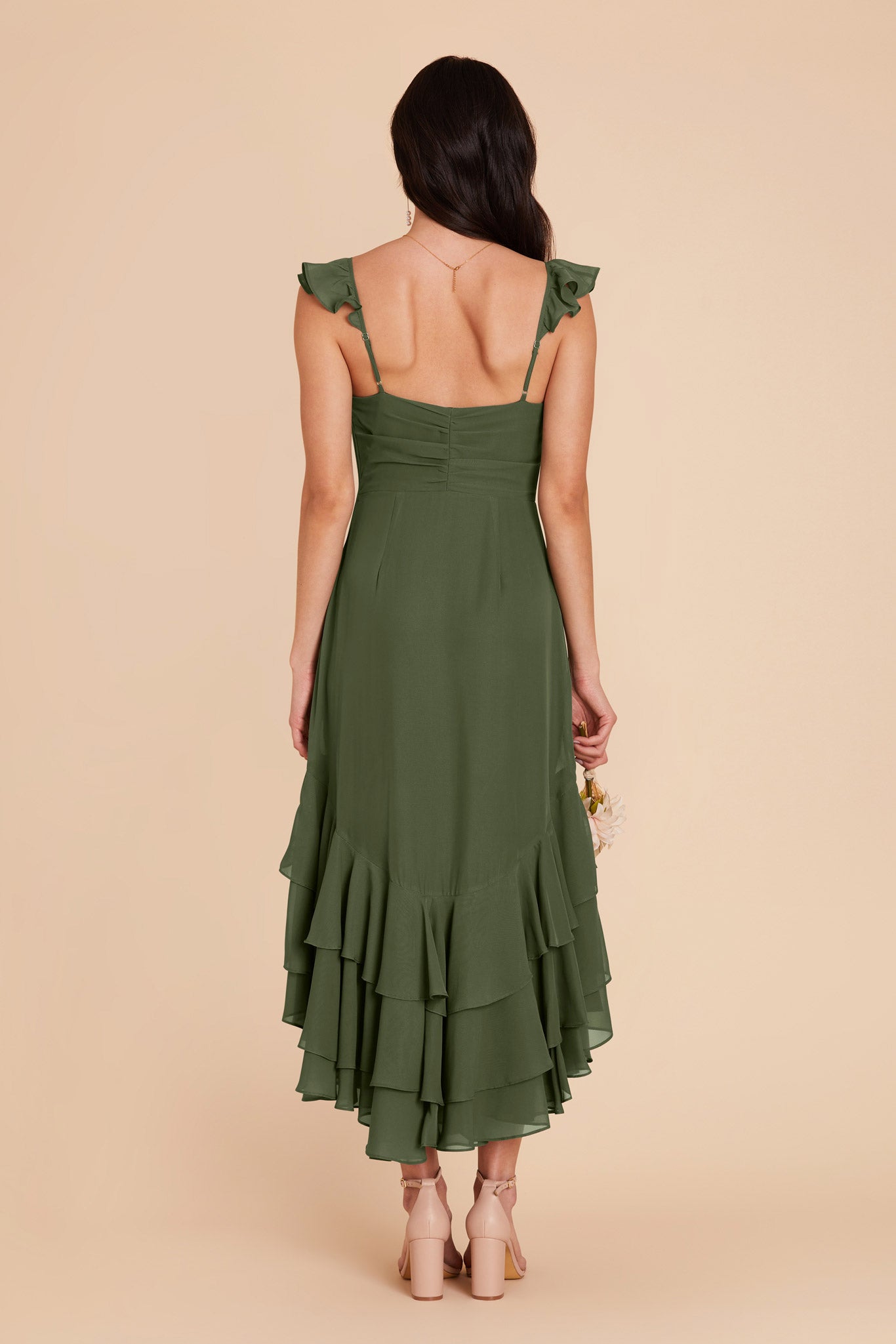 Olive Ginny Chiffon Dress by Birdy Grey