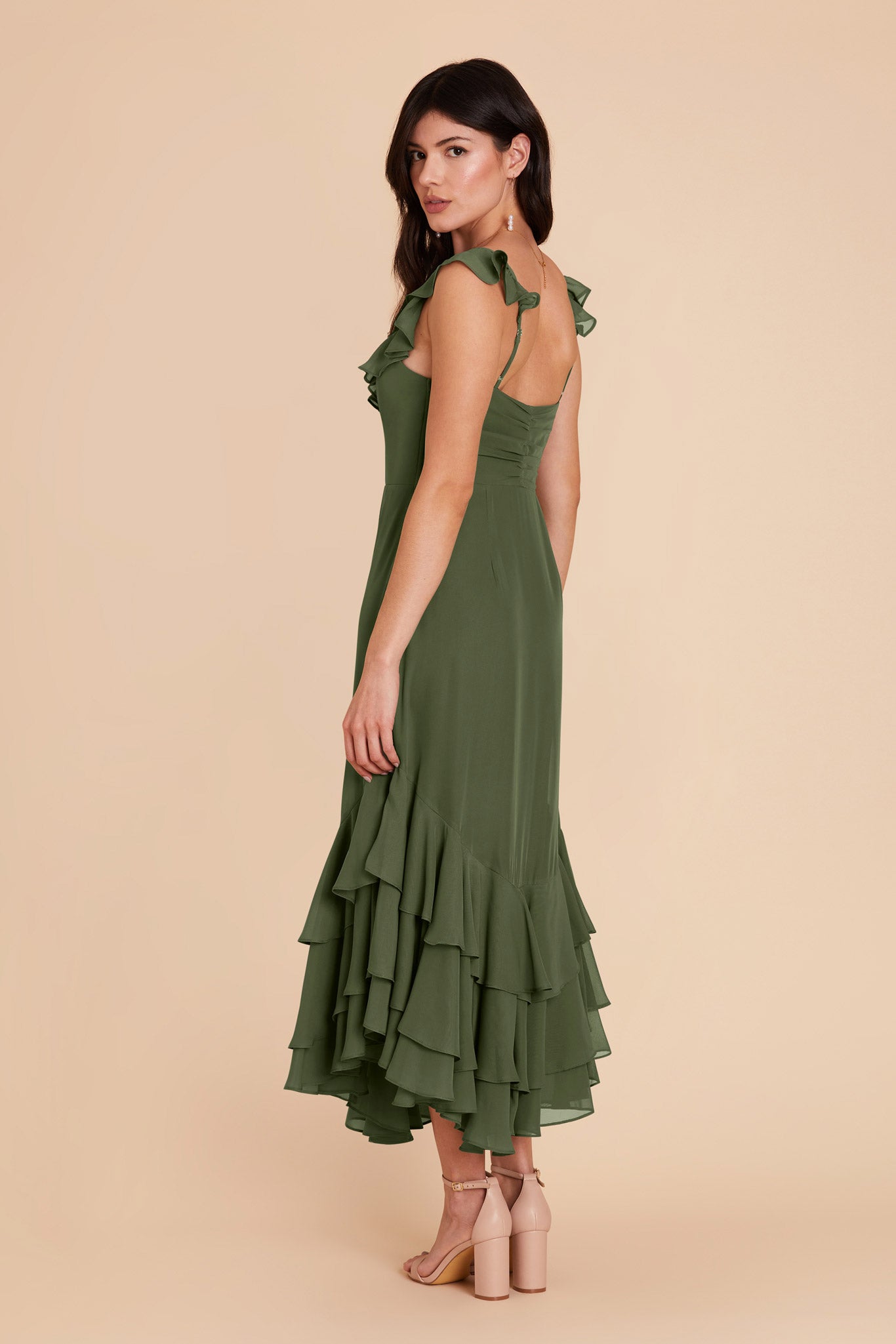 Olive Ginny Chiffon Dress by Birdy Grey