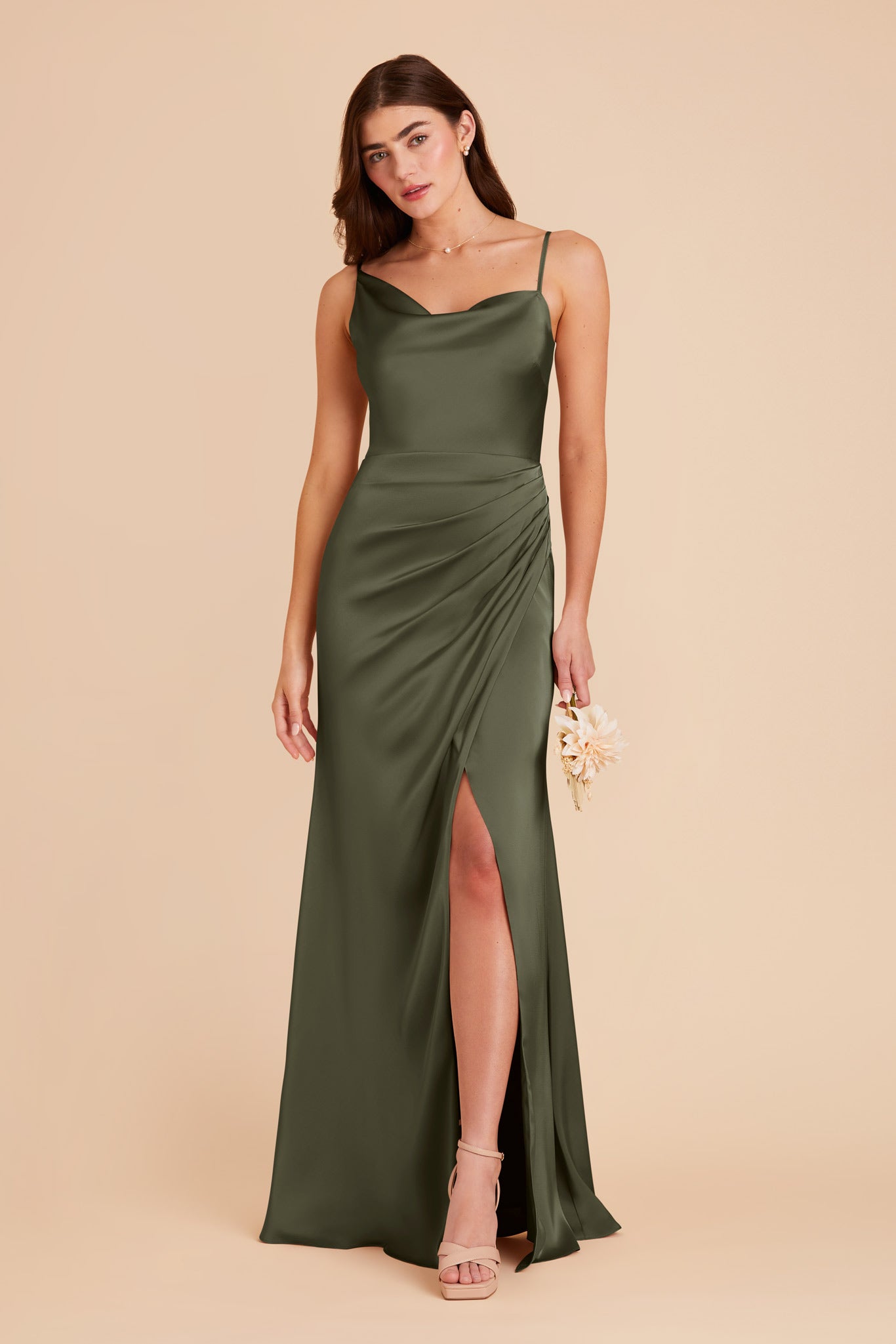 Olive Jennifer Matte Satin Dress by Birdy Grey