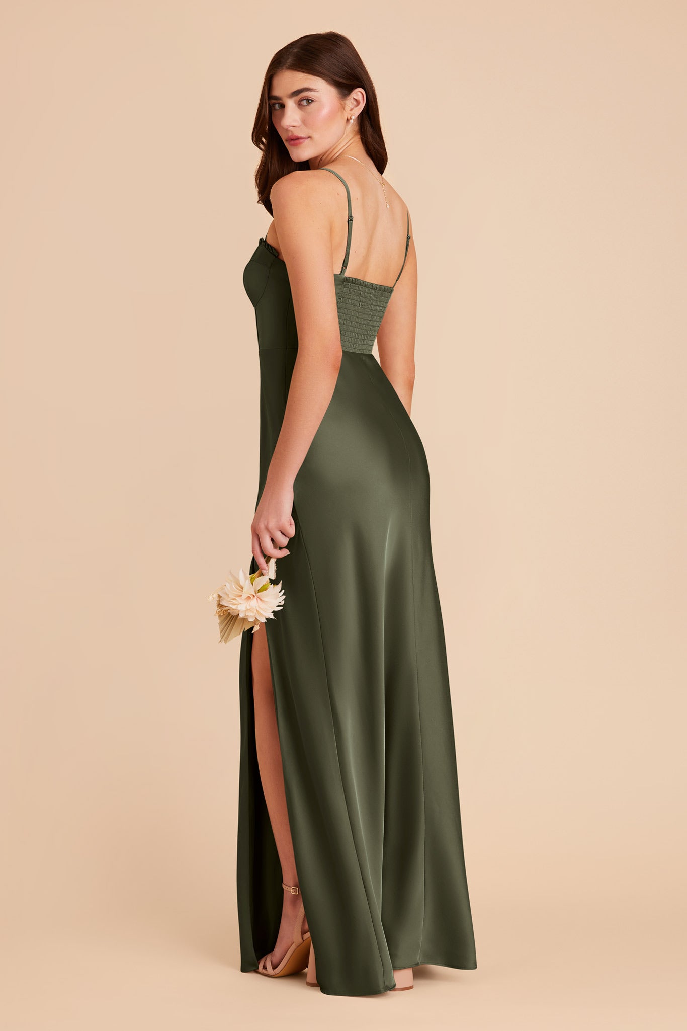 Olive Jessica Matte Satin Dress by Birdy Grey