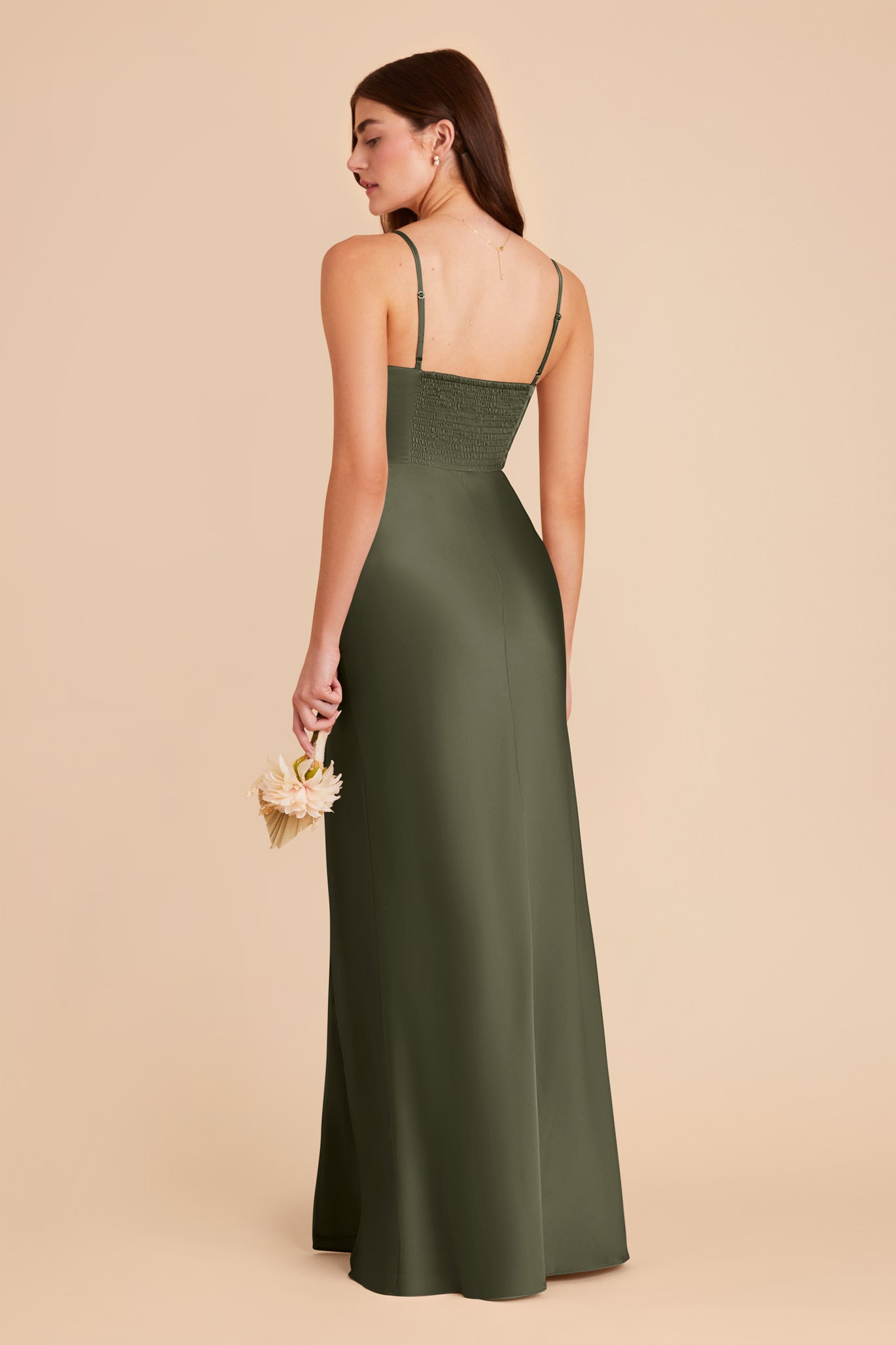 Olive Jessica Matte Satin Dress by Birdy Grey