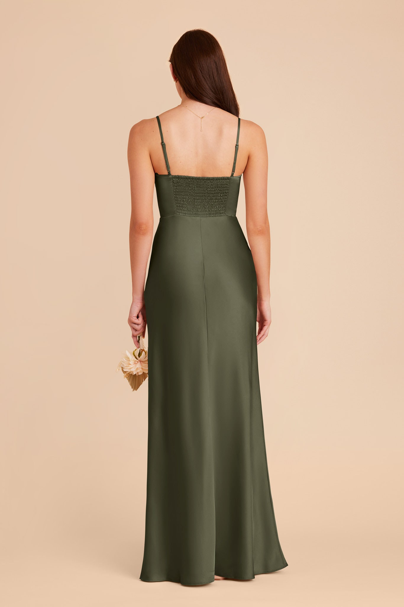 Olive Jessica Matte Satin Dress by Birdy Grey