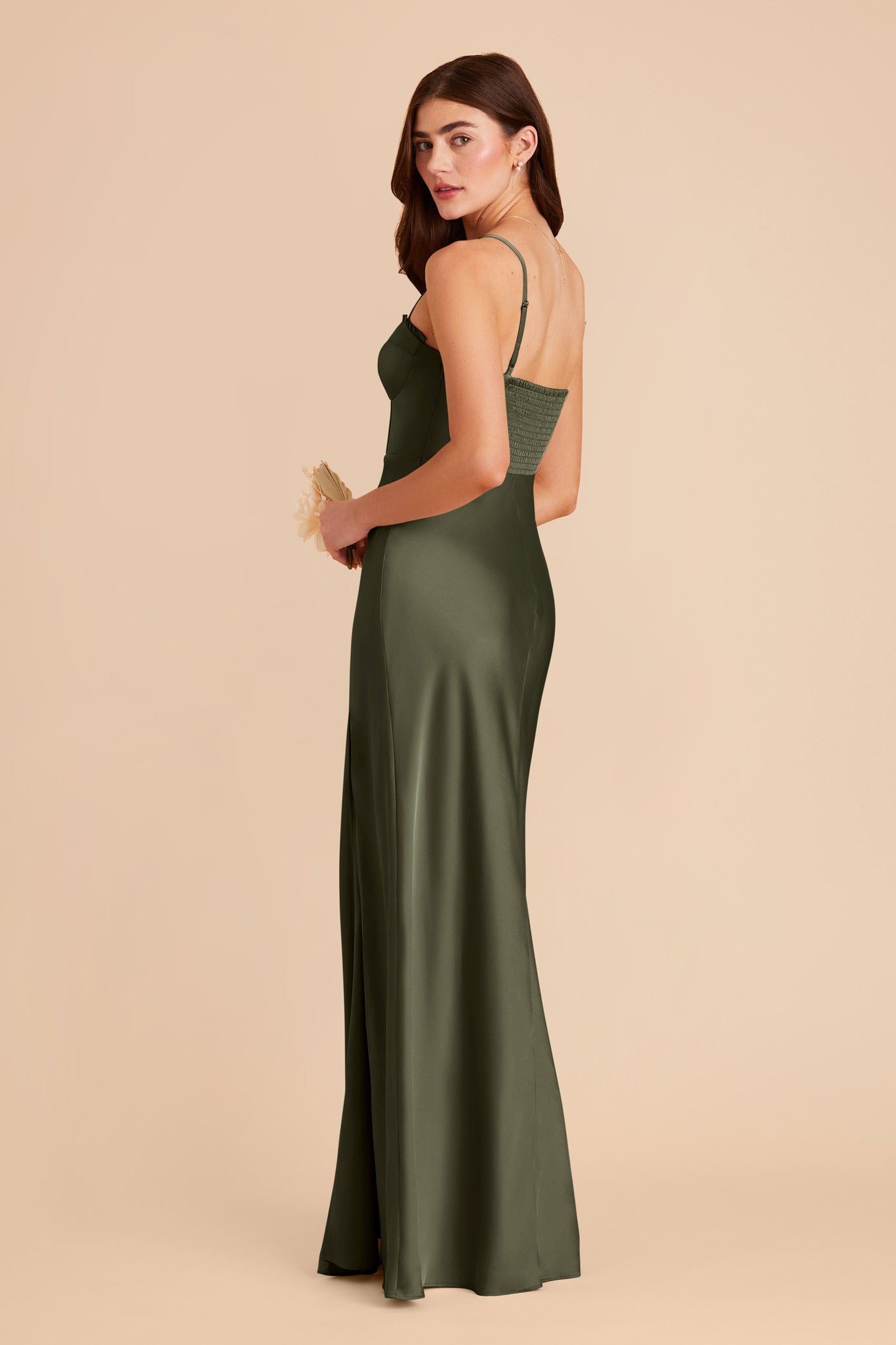 Olive Jessica Matte Satin Dress by Birdy Grey