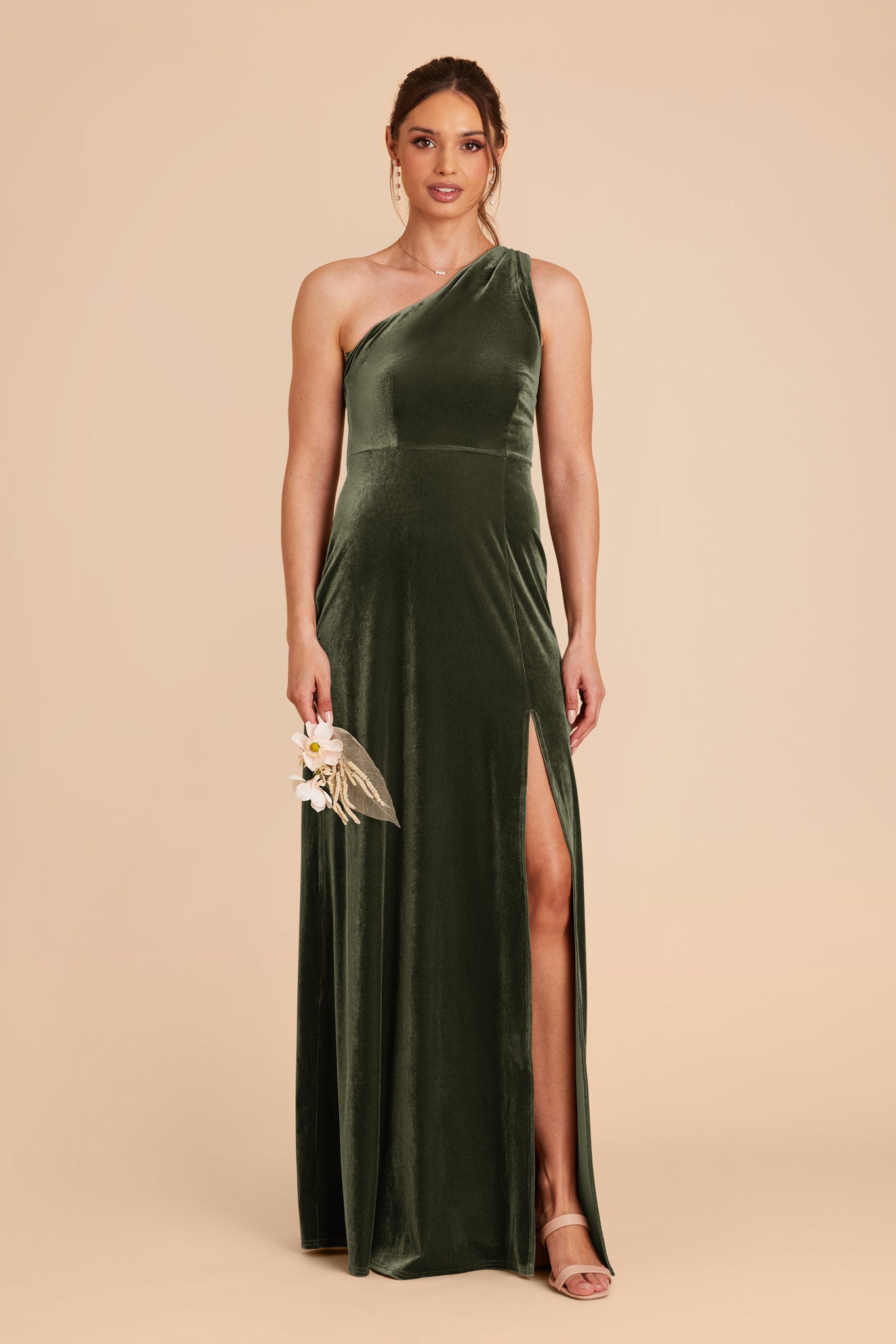 Olive Kira Velvet Dress by Birdy Grey