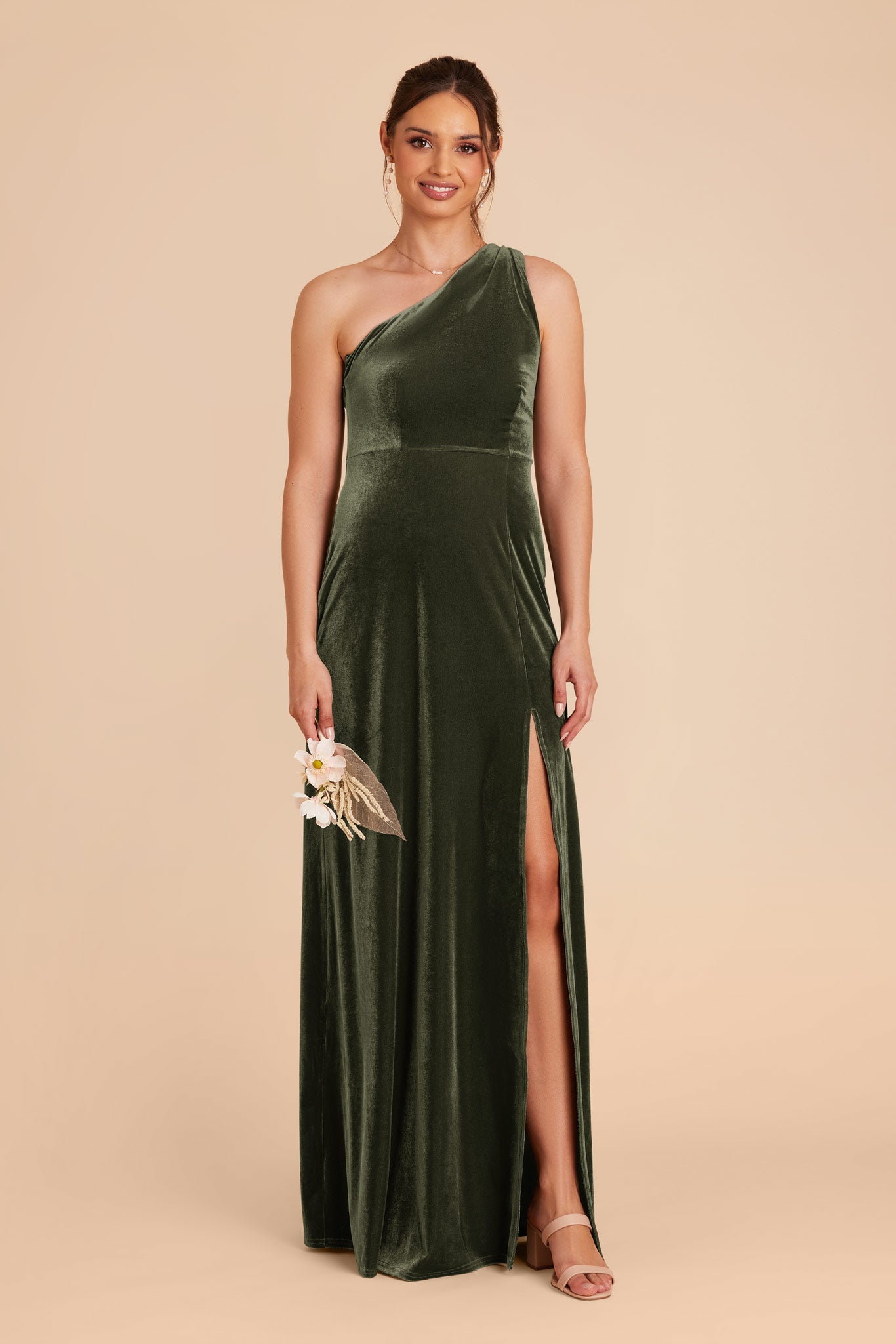 Olive Kira Velvet Dress by Birdy Grey