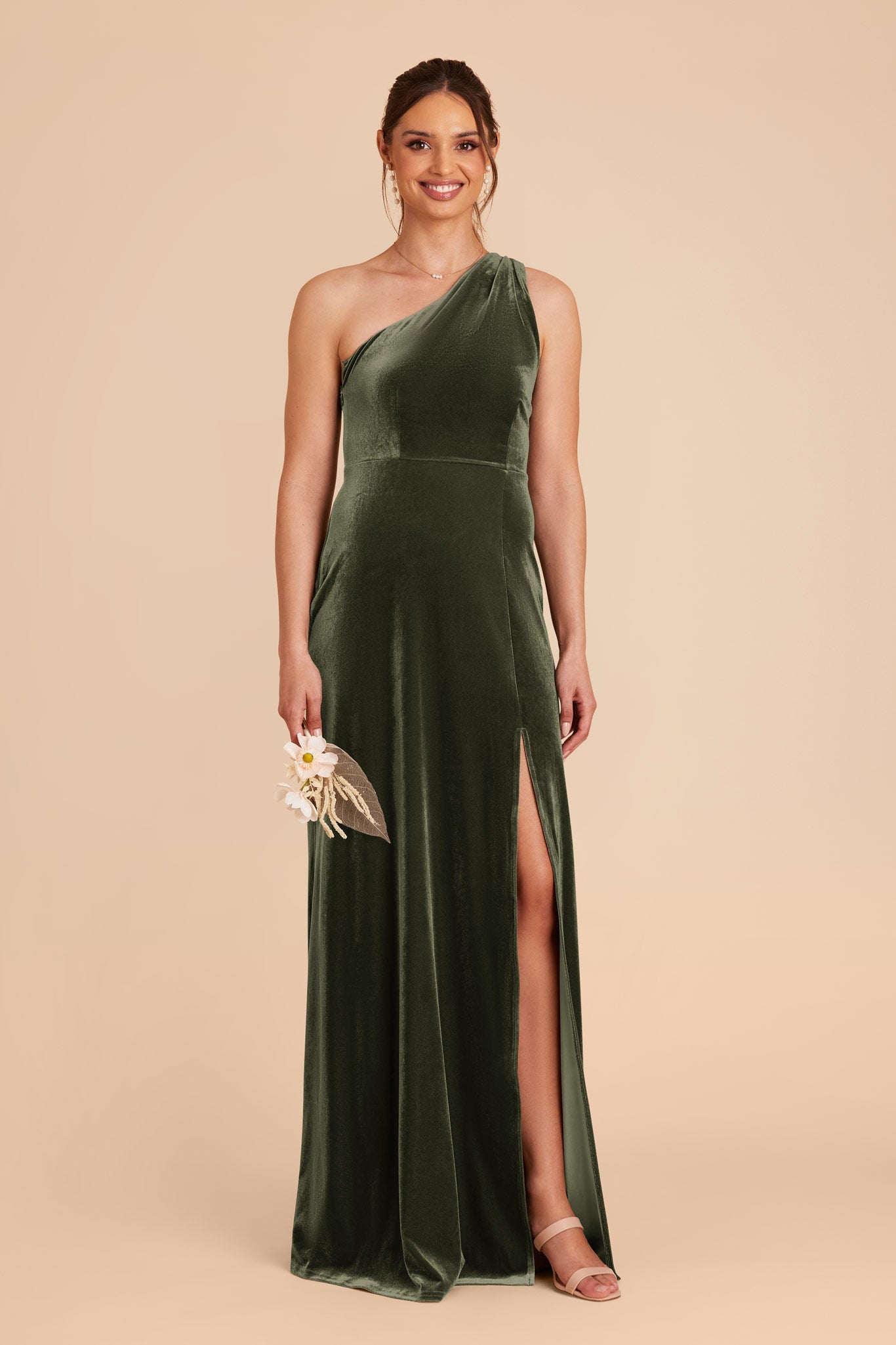 Olive Kira Velvet Dress by Birdy Grey