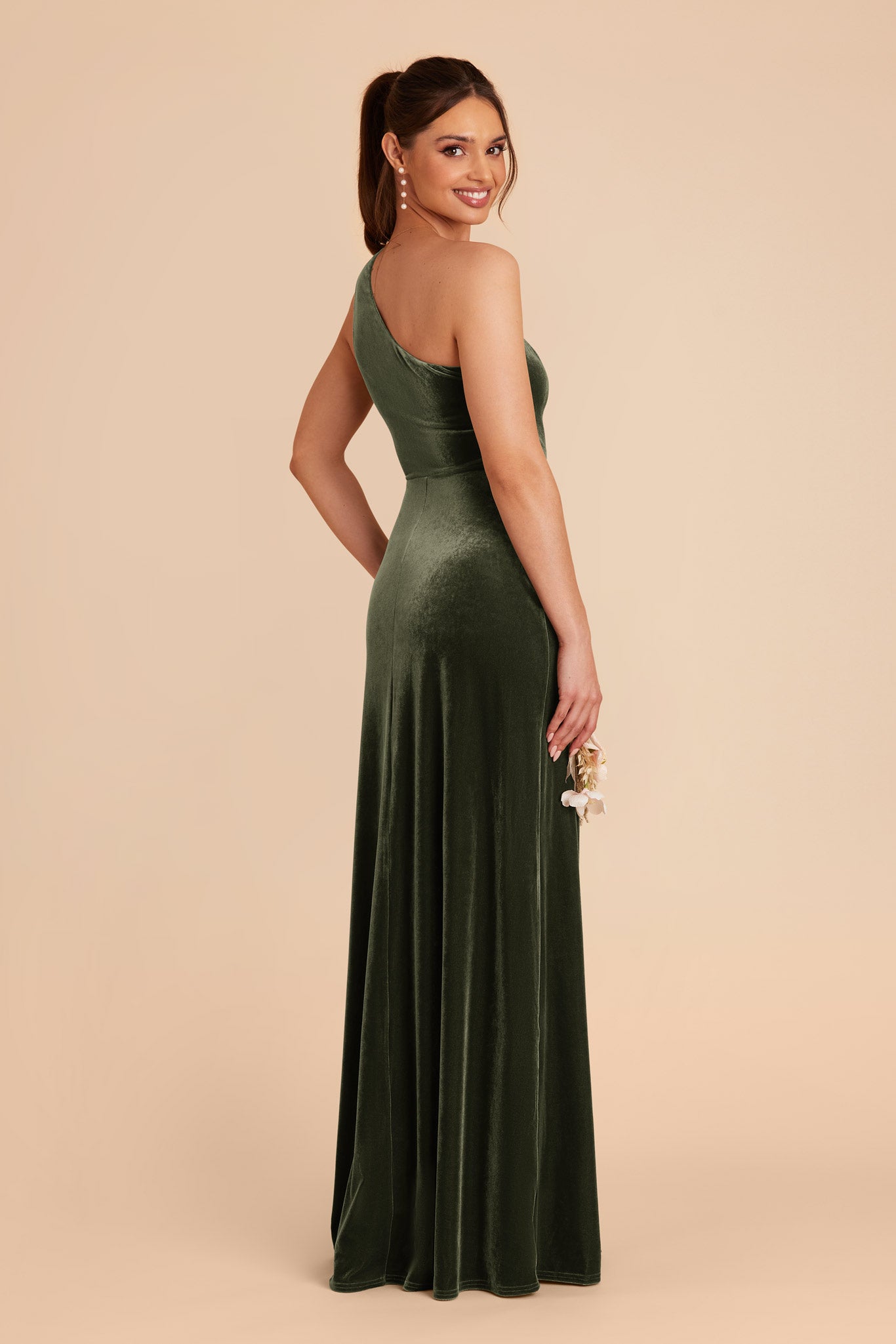 Olive Kira Velvet Dress by Birdy Grey