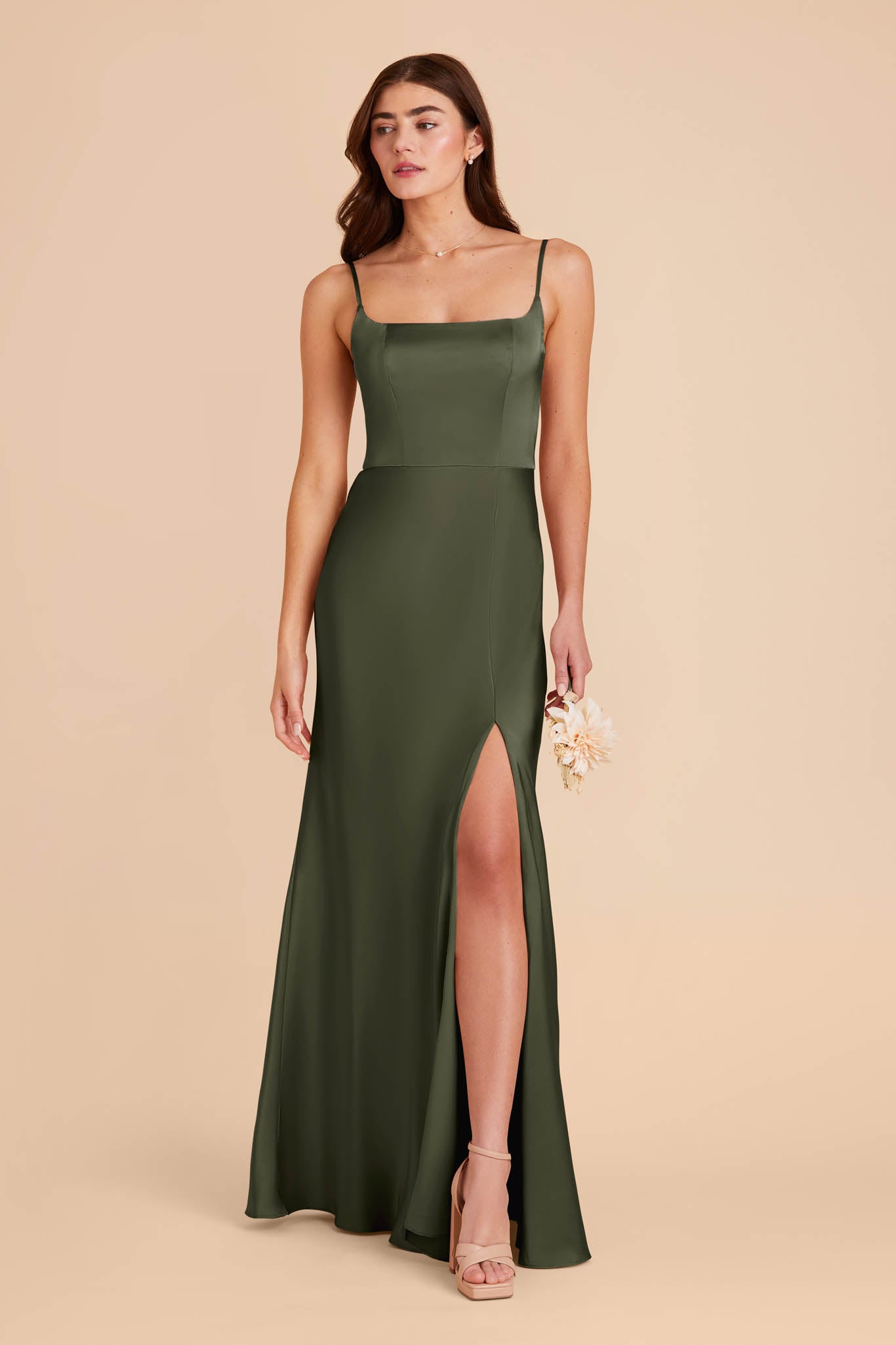 Olive Mai Matte Satin Dress by Birdy Grey