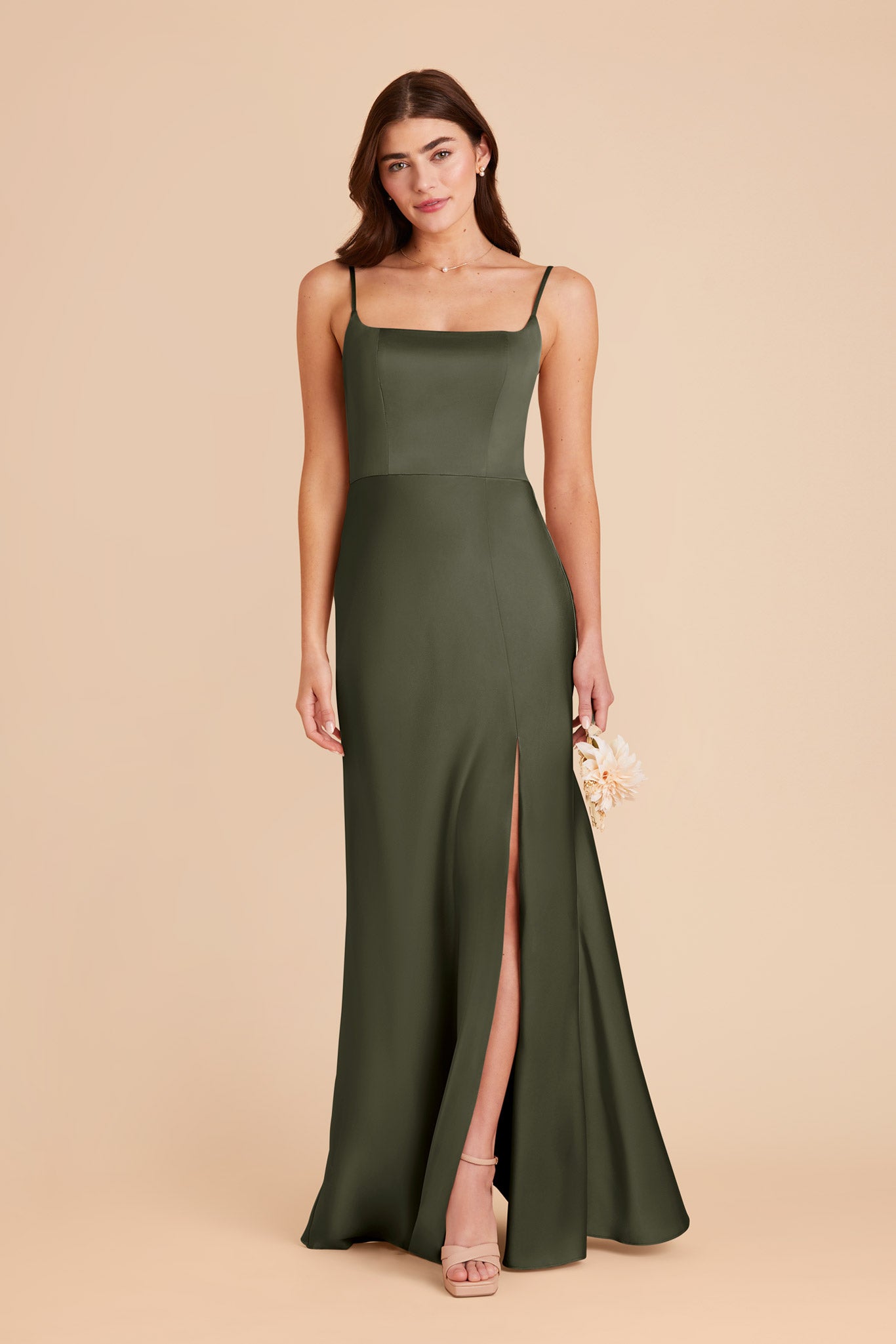 Olive Mai Matte Satin Dress by Birdy Grey