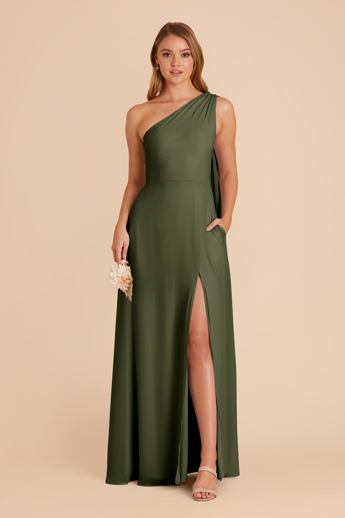 Melissa Olive Convertible One Shoulder Bridesmaid Dress | Birdy Grey