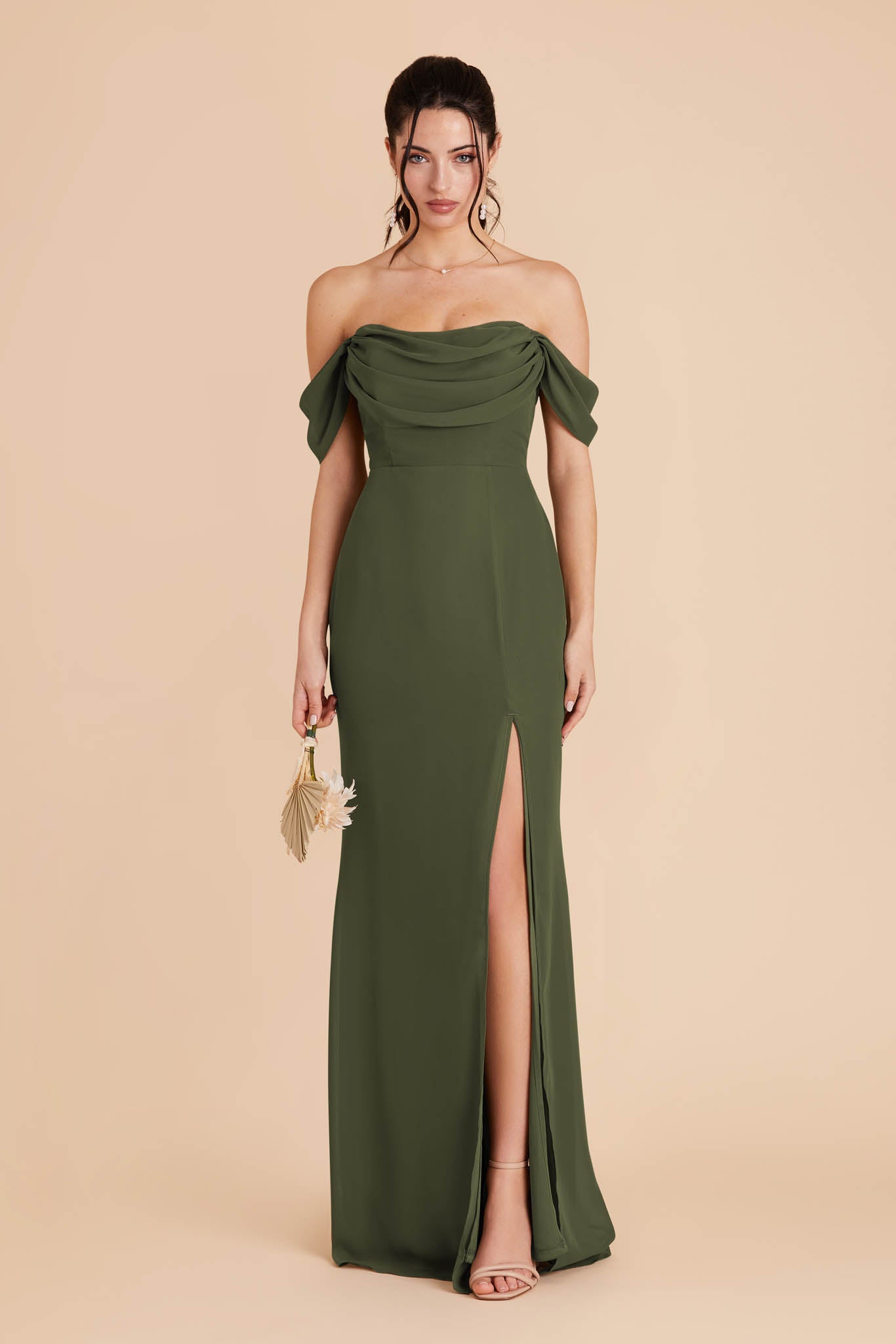 Mira Olive Chiffon Bridesmaid Dress