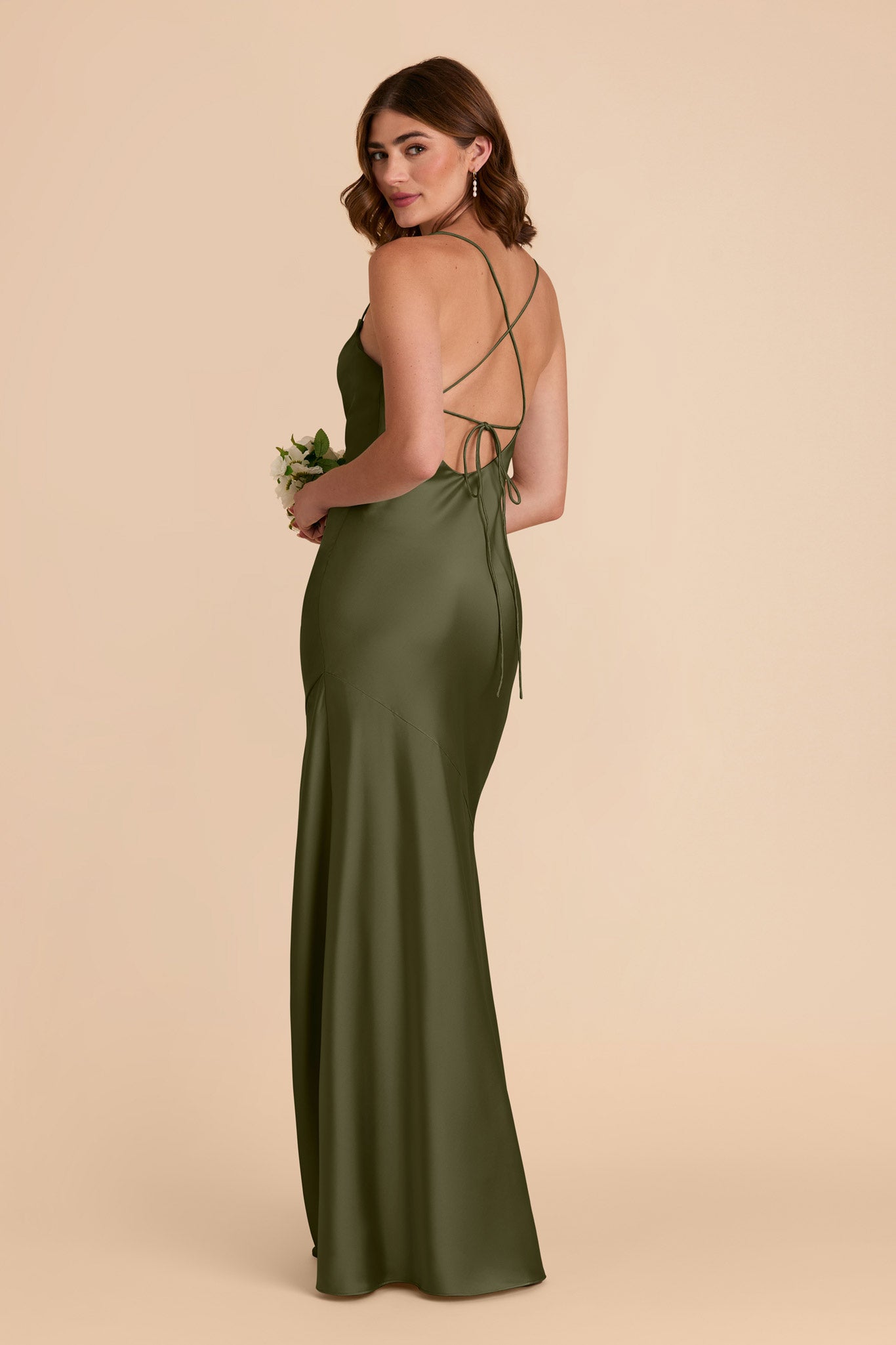 Olive Olivia Matte Satin Dress by Birdy Grey