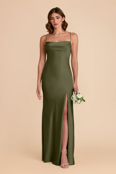 Olive Olivia Matte Satin Dress by Birdy Grey