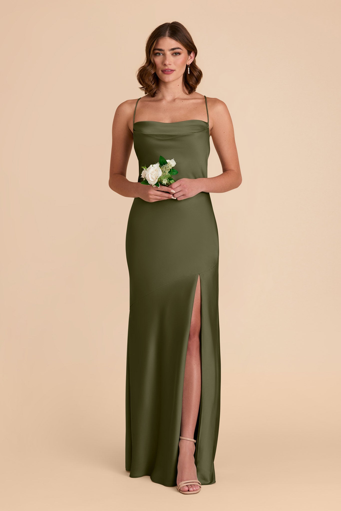 Olive Olivia Matte Satin Dress by Birdy Grey