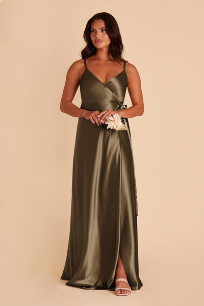 Olive Cindy Satin Dress by Birdy Grey