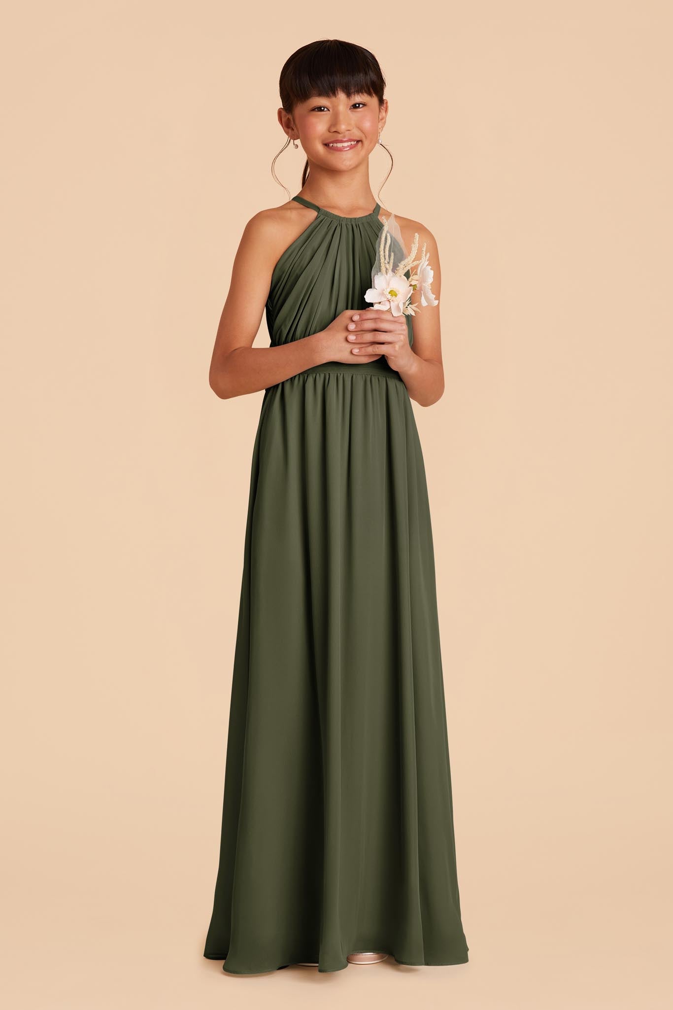 Olive Green Formal Dress for Juniors