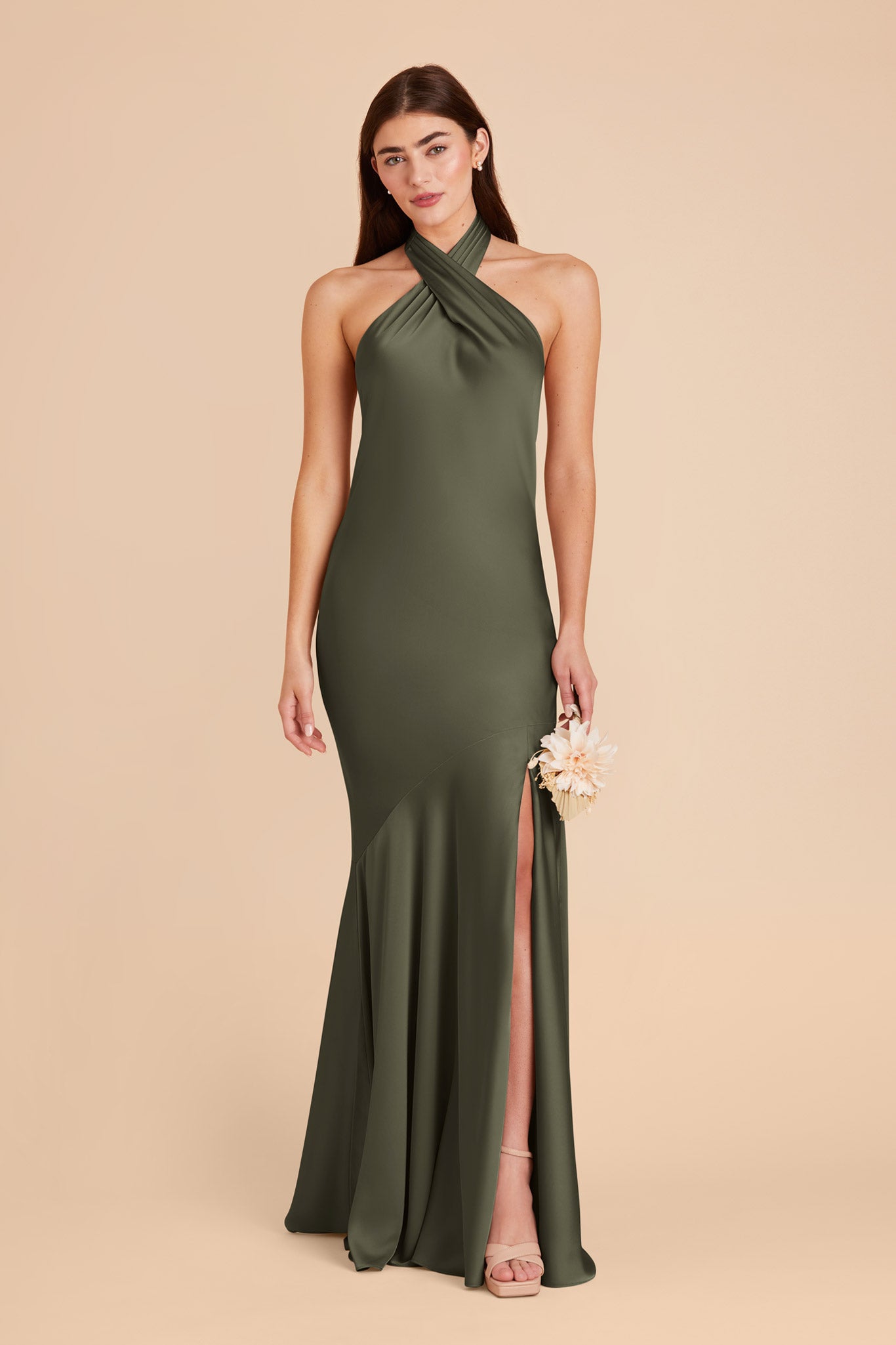 Olive Stephanie Matte Satin Dress by Birdy Grey