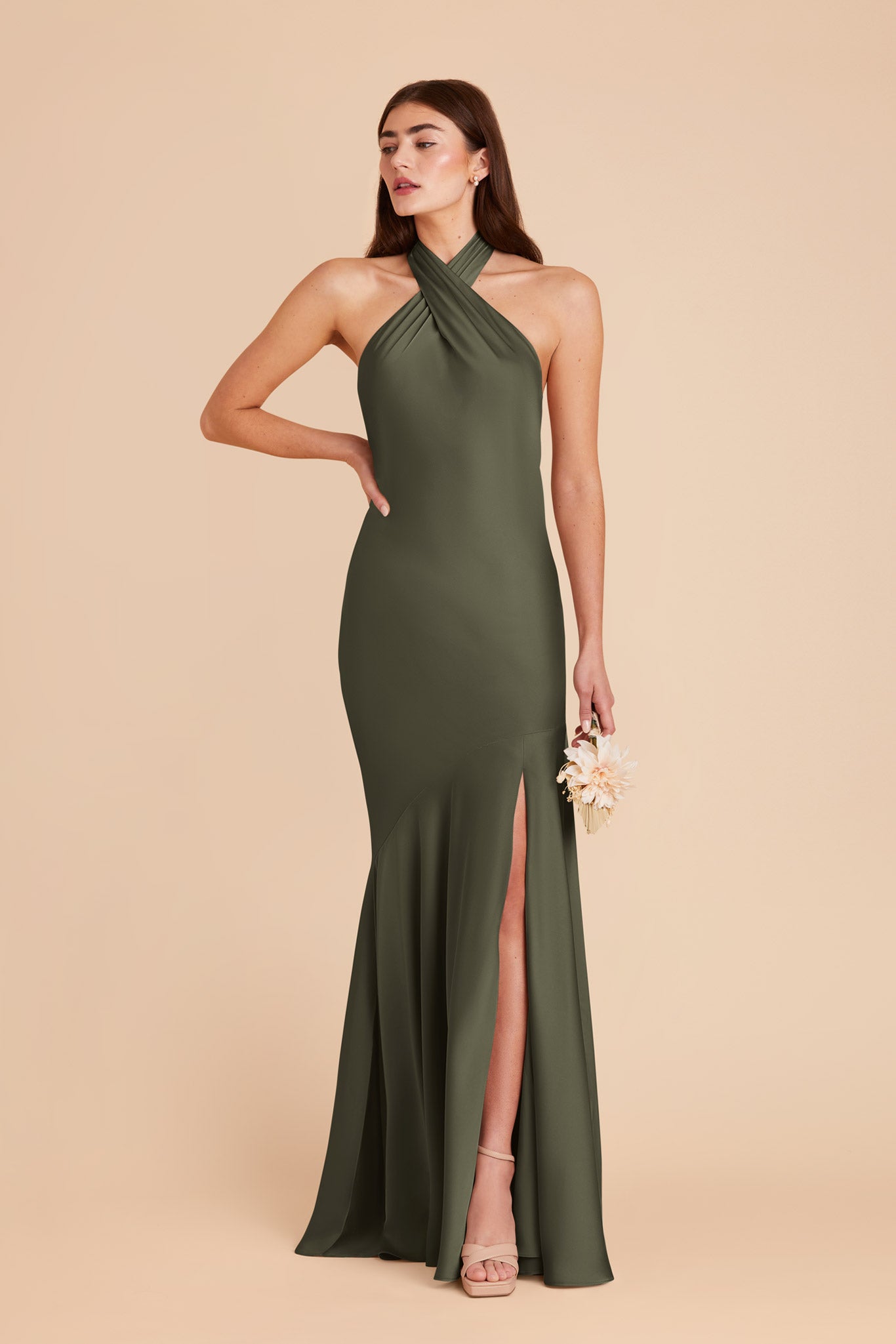 Olive Stephanie Matte Satin Dress by Birdy Grey