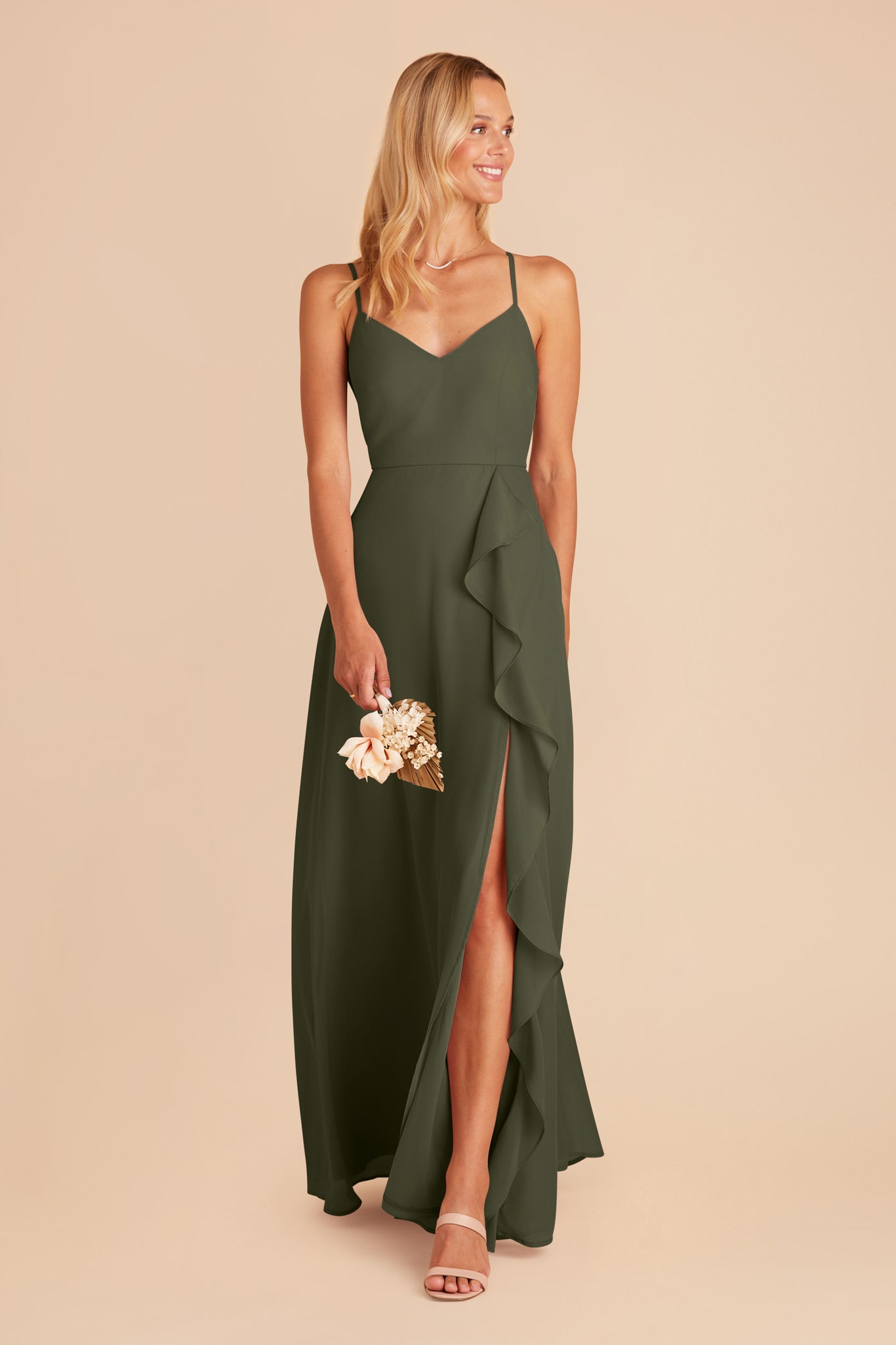 Olive Theresa Chiffon Dress by Birdy Grey