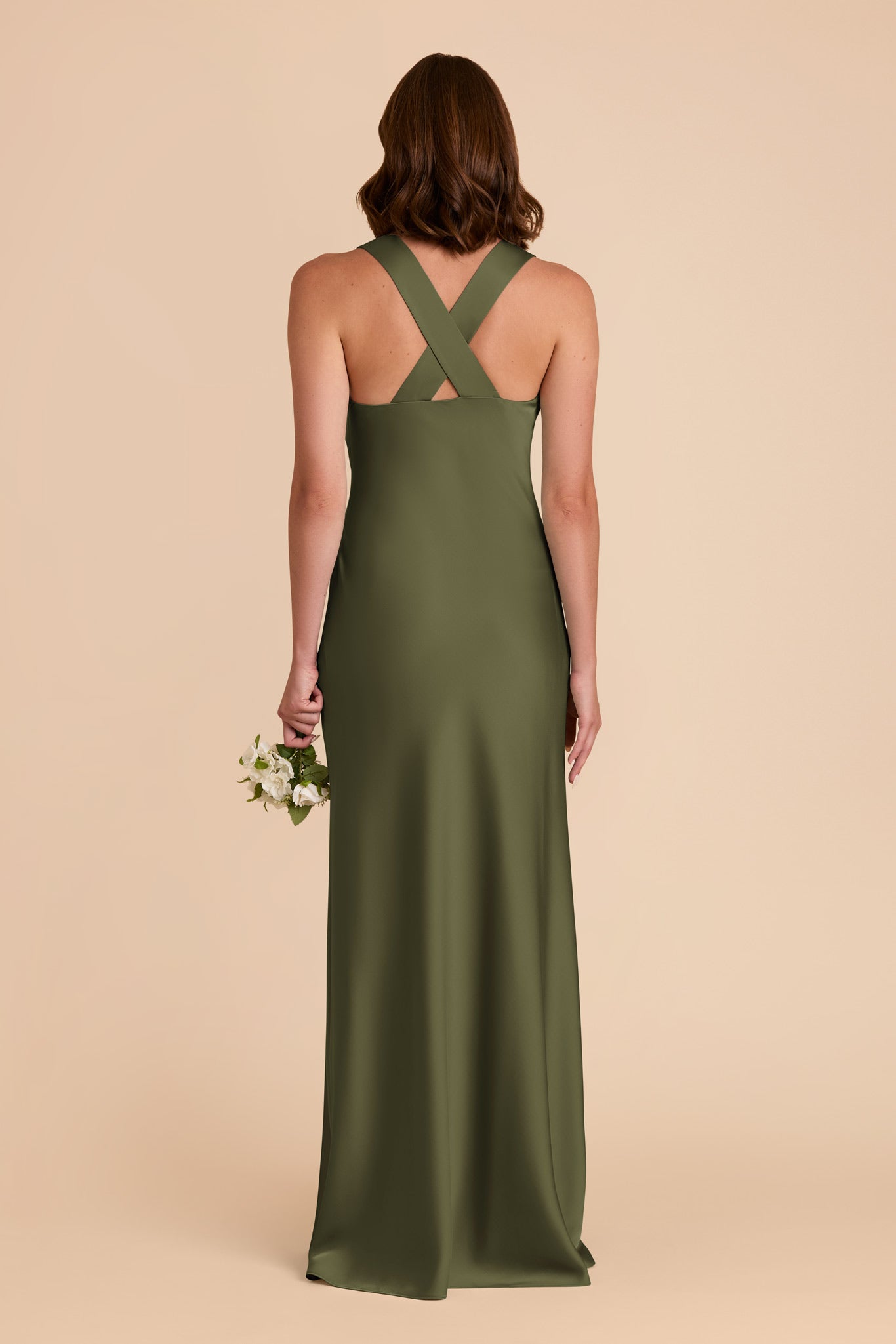 Olive Veronica Matte Satin Dress by Birdy Grey