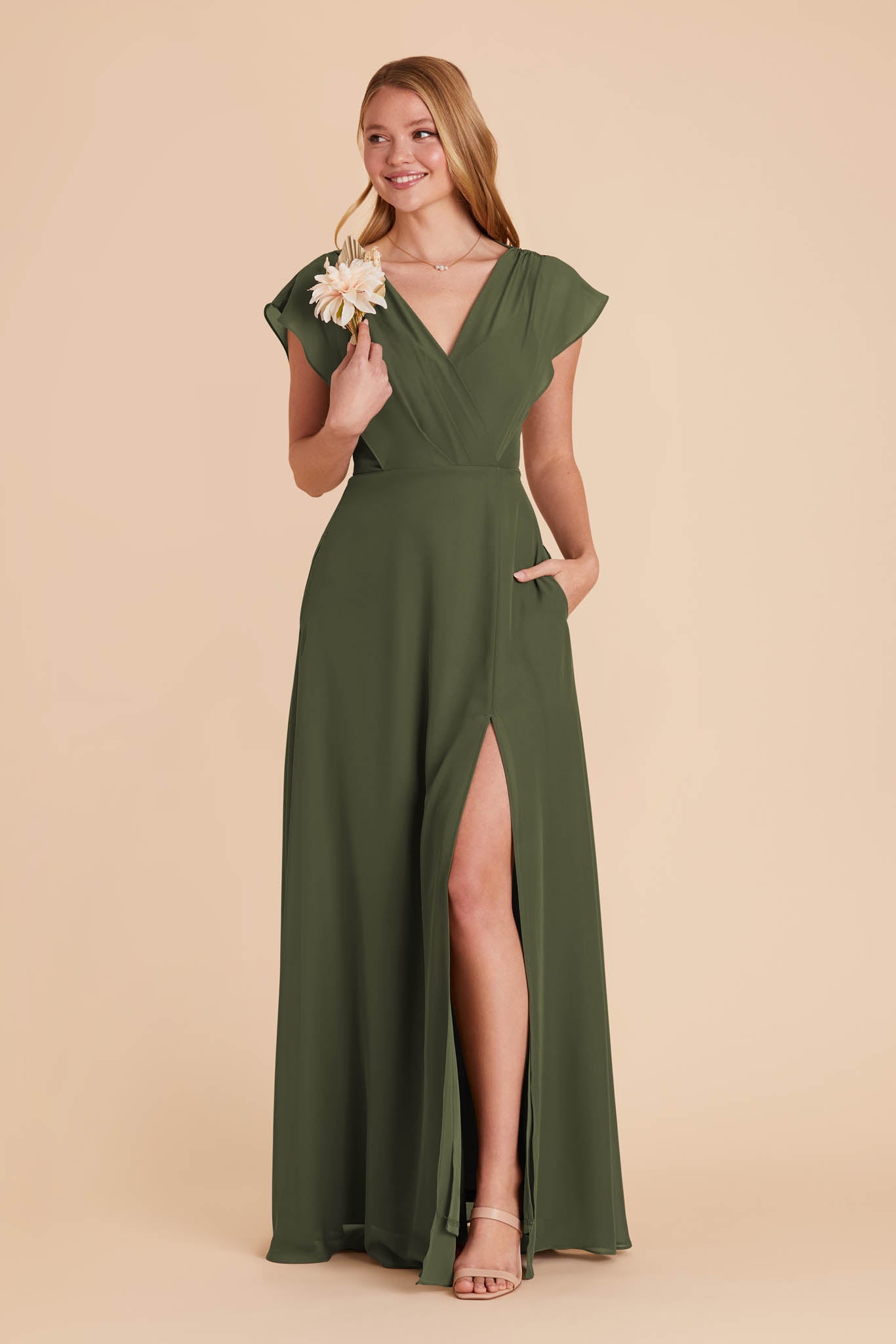 Olive Green Chiffon Bridesmaid Dresses