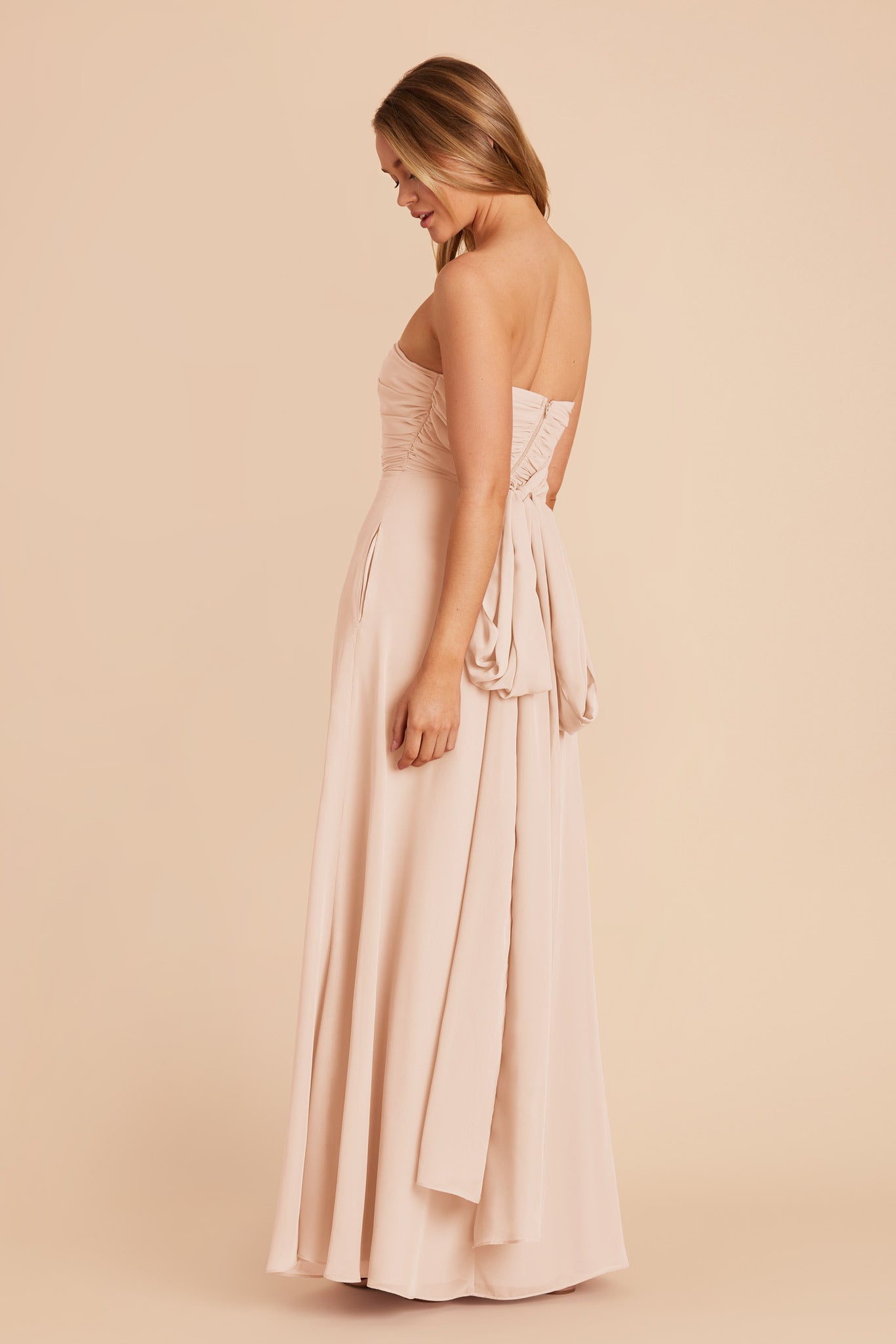 Pale Blush Cara Chiffon Dress by Birdy Grey