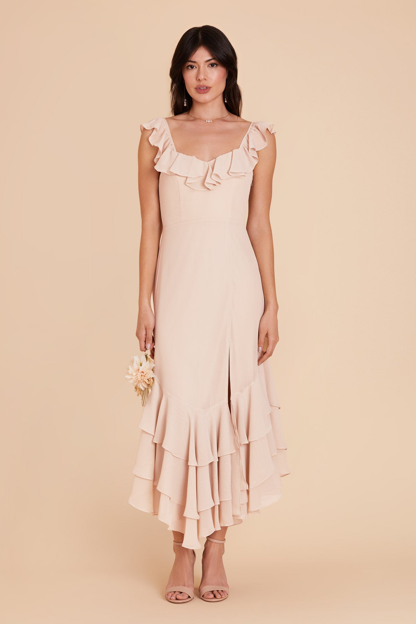 Pale Blush Ginny Chiffon Dress by Birdy Grey