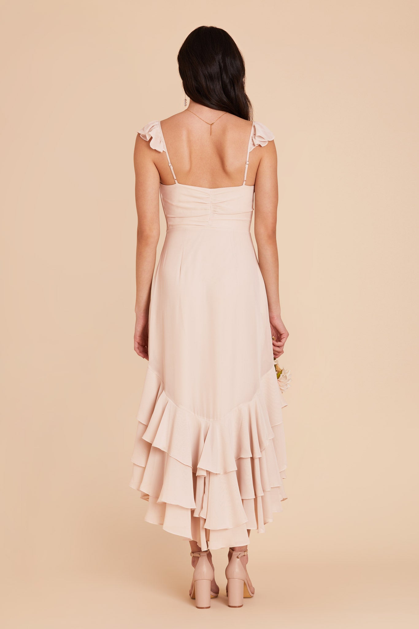 Pale Blush Ginny Chiffon Dress by Birdy Grey