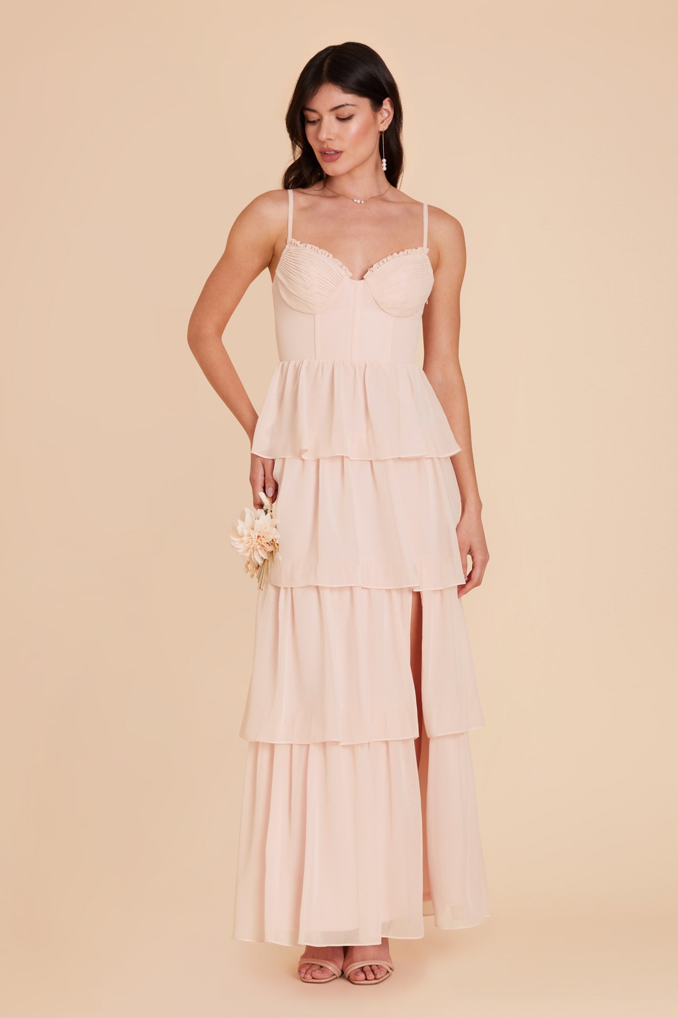 Pale Blush Lola Chiffon Dress by Birdy Grey