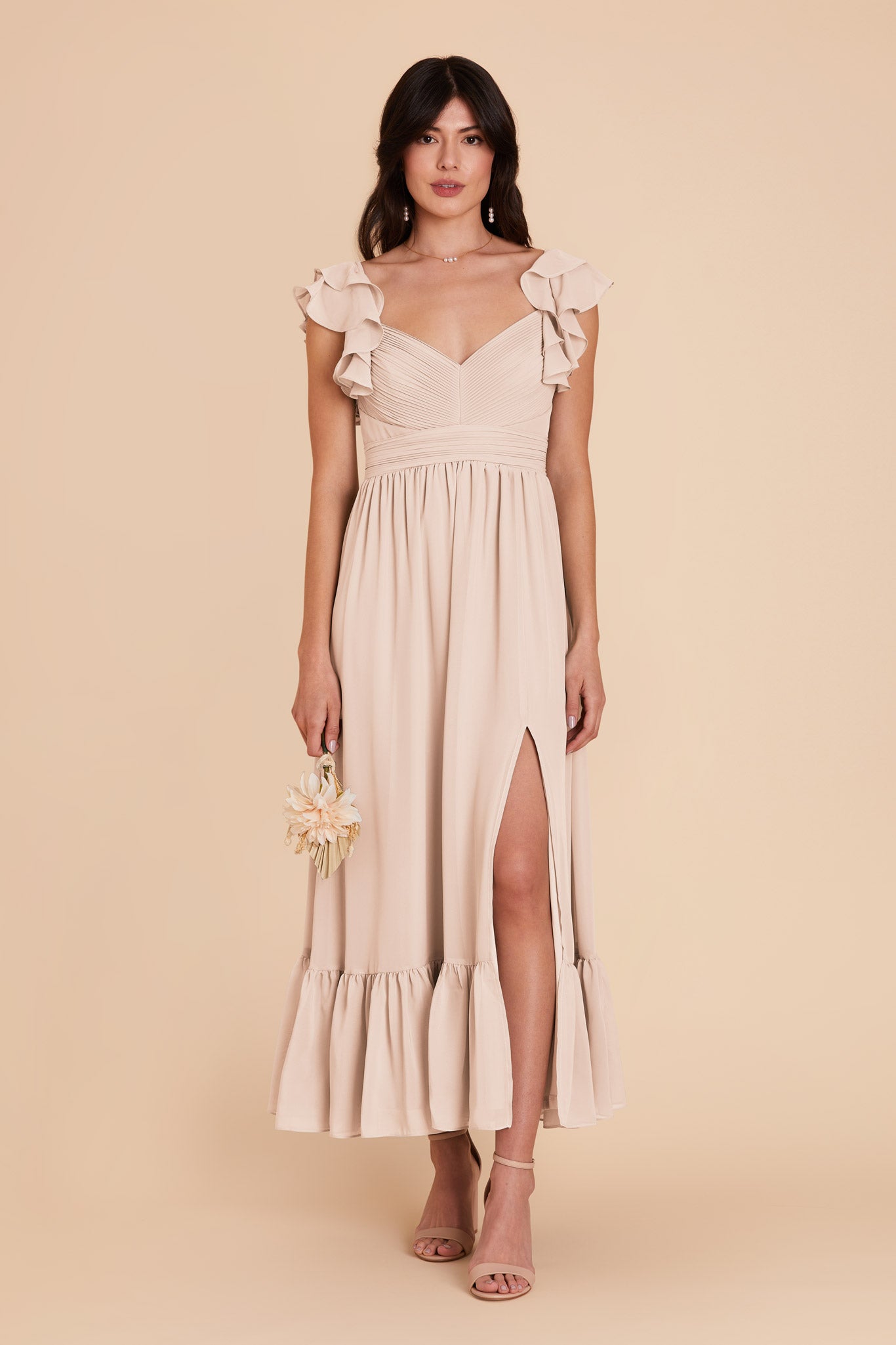 Pale Blush Michelle chiffon Dress by Birdy Grey