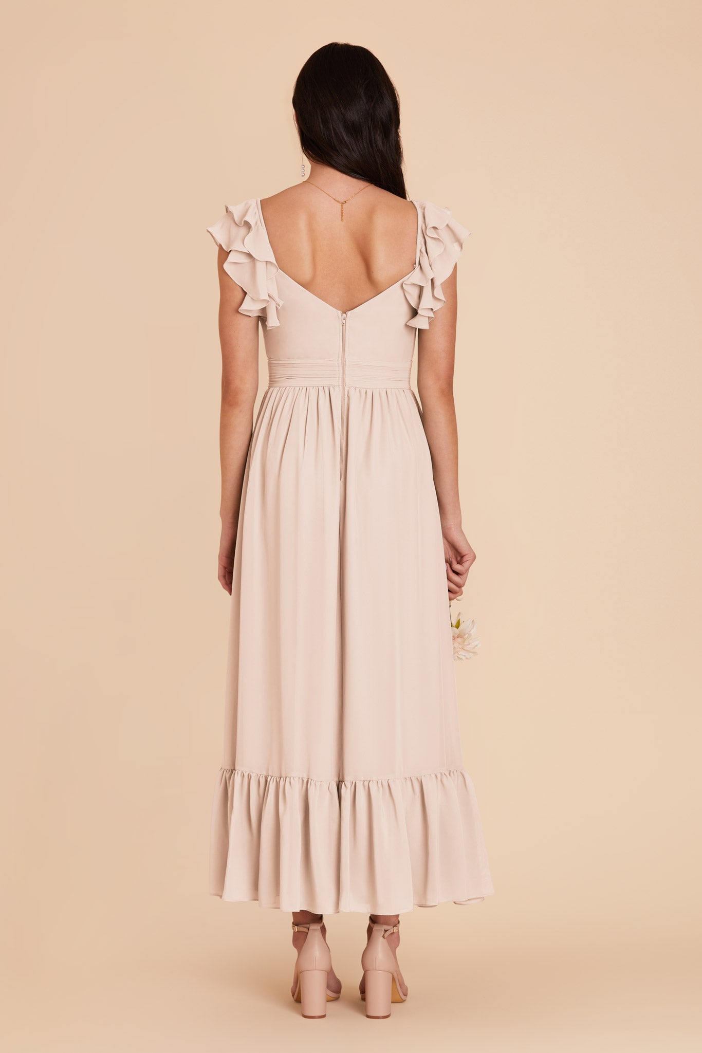 Pale Blush Michelle chiffon Dress by Birdy Grey