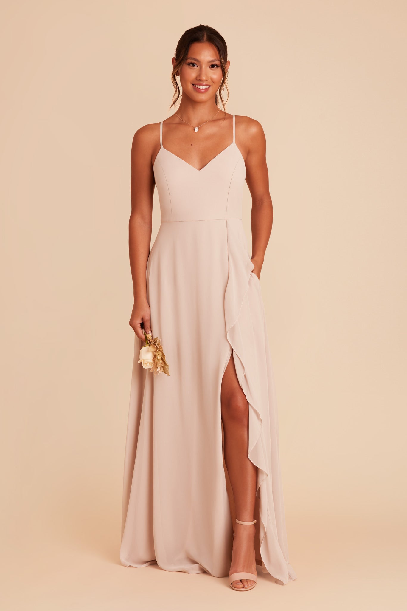 Pale Blush Theresa Chiffon Dress by Birdy Grey