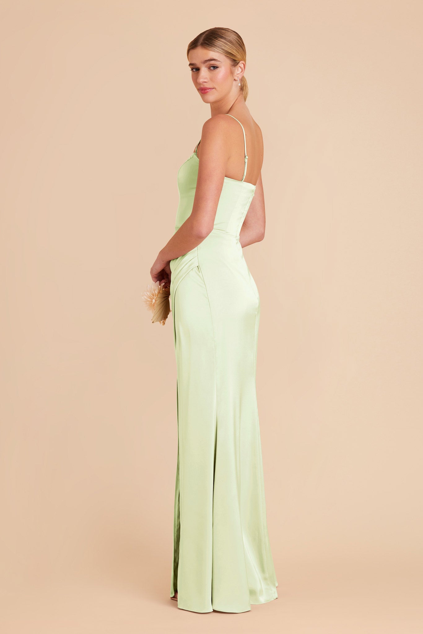 Pale Pistachio Anne Matte Satin Dress by Birdy Grey