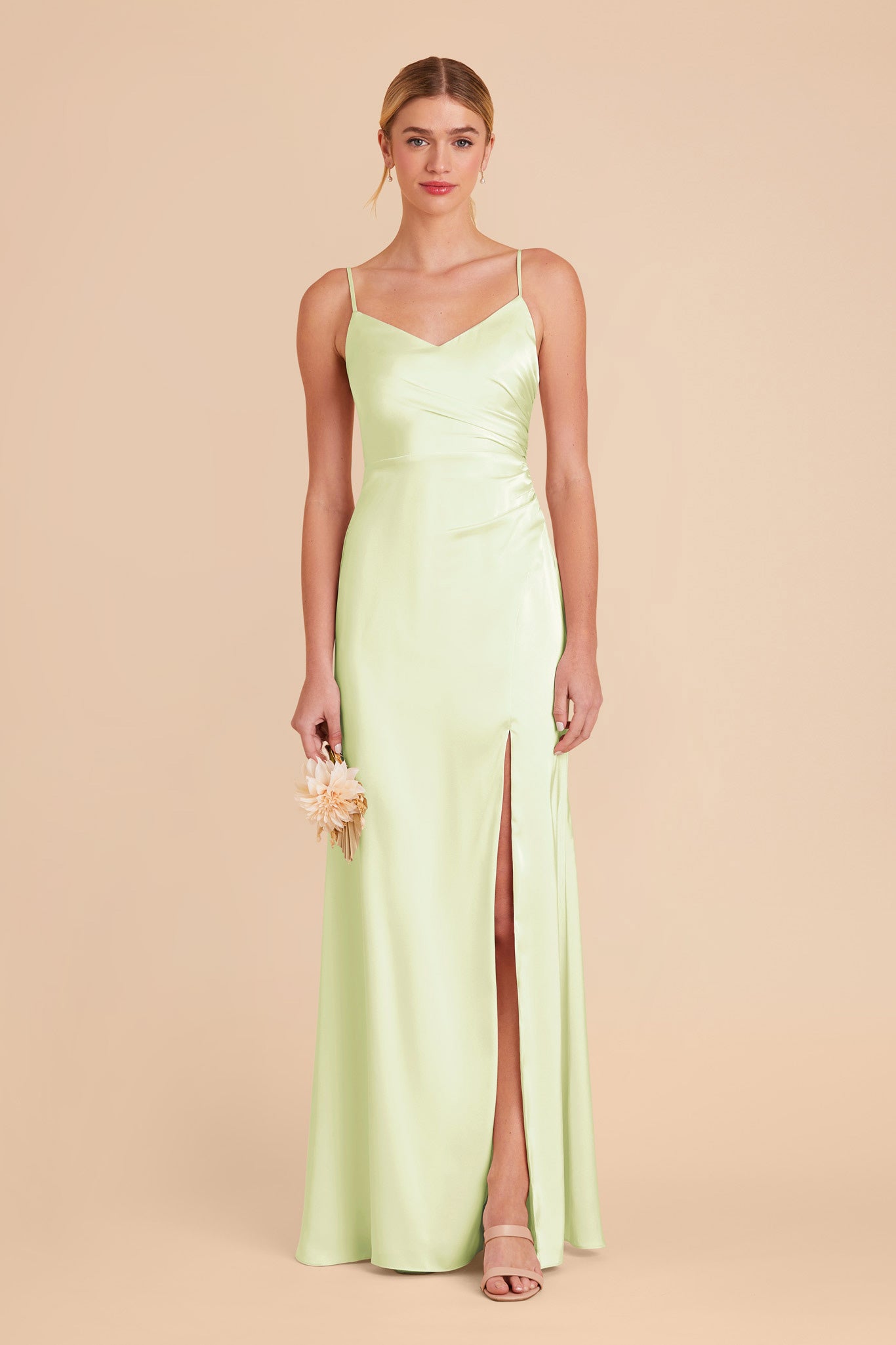 Pale Pistachio Catherine Matte Satin Dress by Birdy Grey